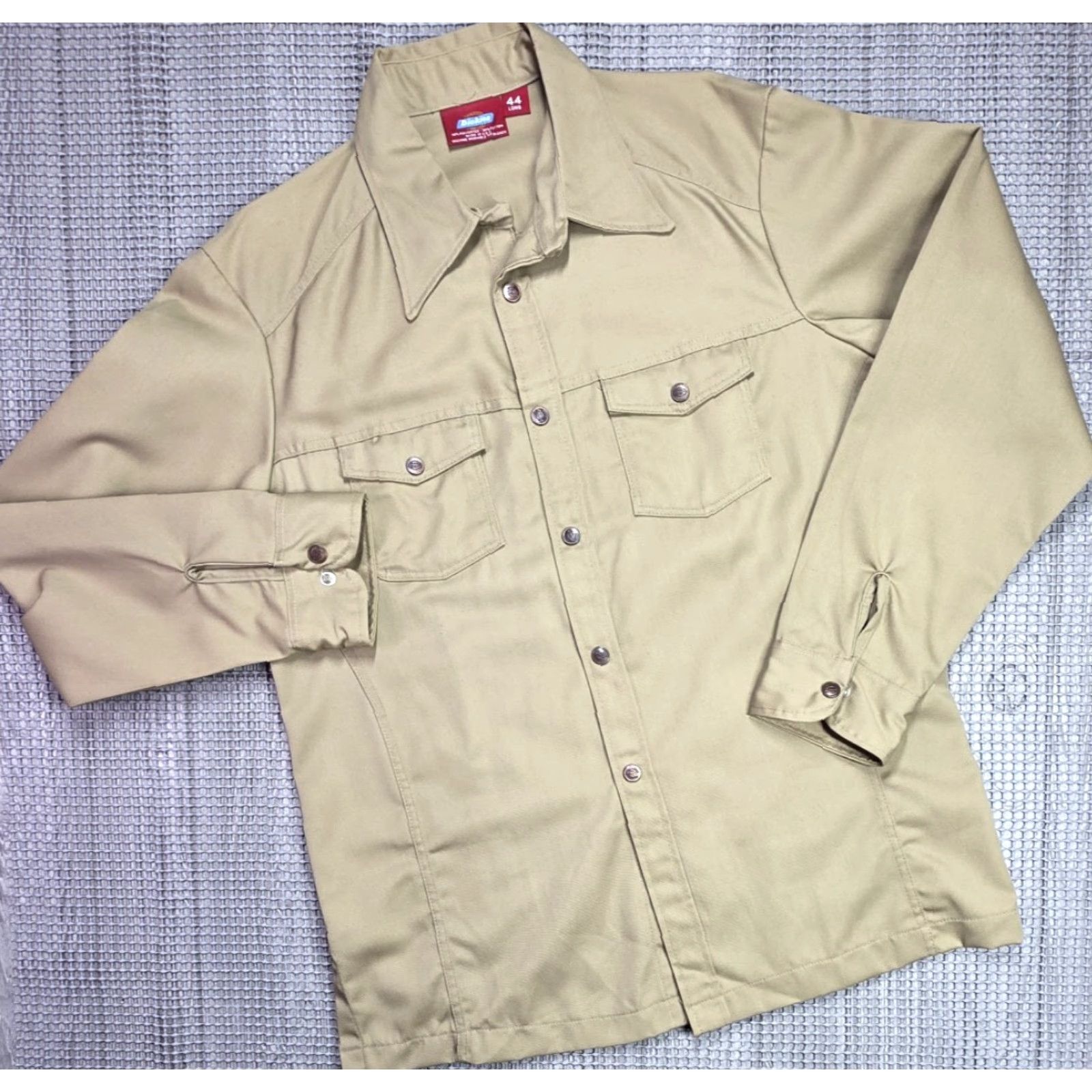 Dickies VINTAGE Dickies Shirt Jacket 44L Beige Heavy Canvas USA Shacket Men 70s 80s Workwear Snap Button All Seasons Pockets Collar MID-LENGTH Jacket Size US XXL / EU 58 / 5 - 6 Thumbnail