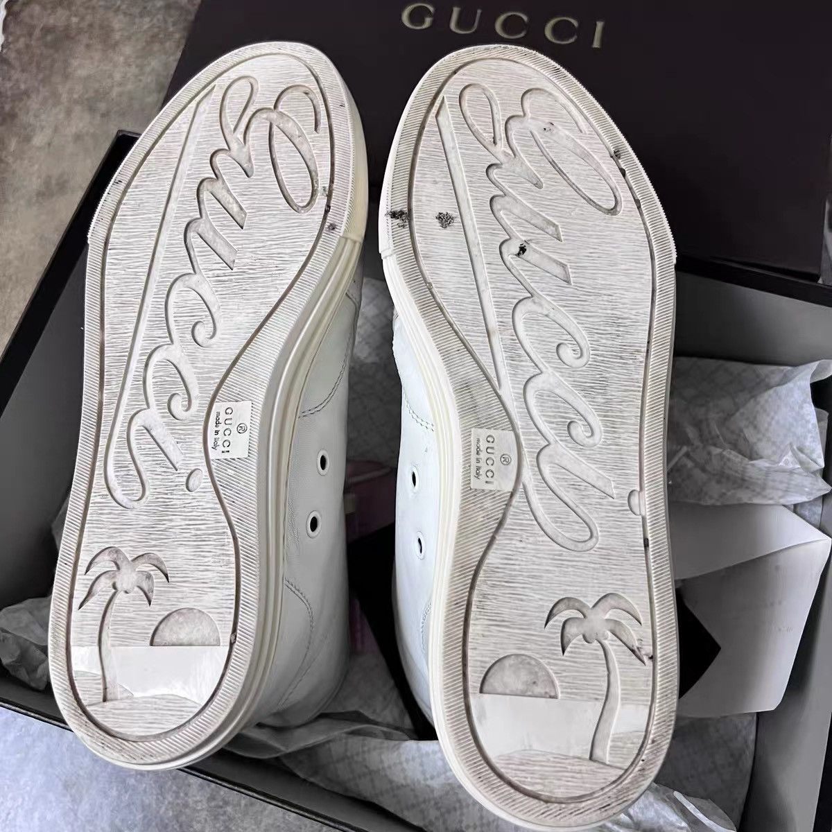 Gucci Gucci White Round Toe Studded High-Top Sneakers Size US 5.5 / IT 35.5 - 4 Thumbnail