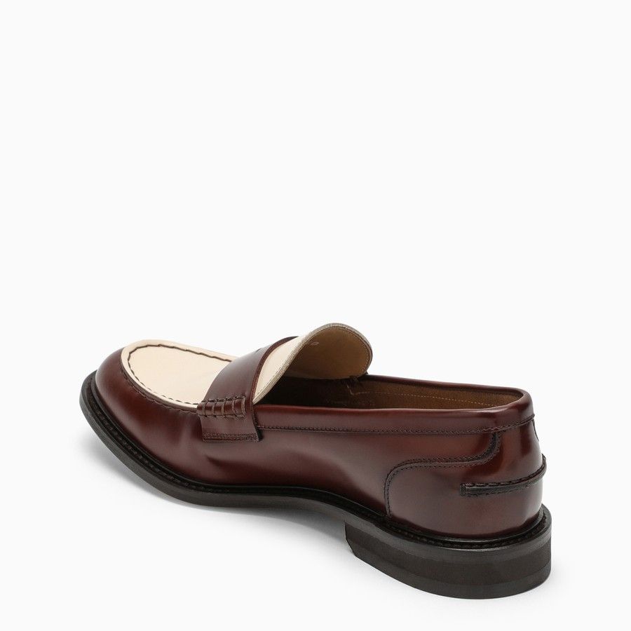 Doucal's o1d2blof0824 Leather Moccasin in Brown & Ivory Size US 7 / IT 37 - 4 Thumbnail