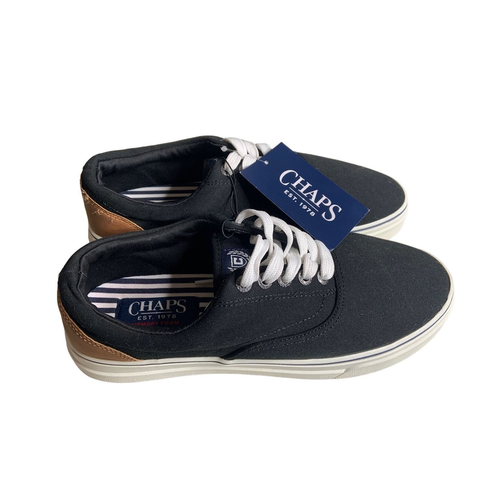 Chaps Chap's Men's Sz 7.5 Canvas Lace-up Fashion Sneaker Black NEW Size US 7 / EU 40 - 10 Thumbnail