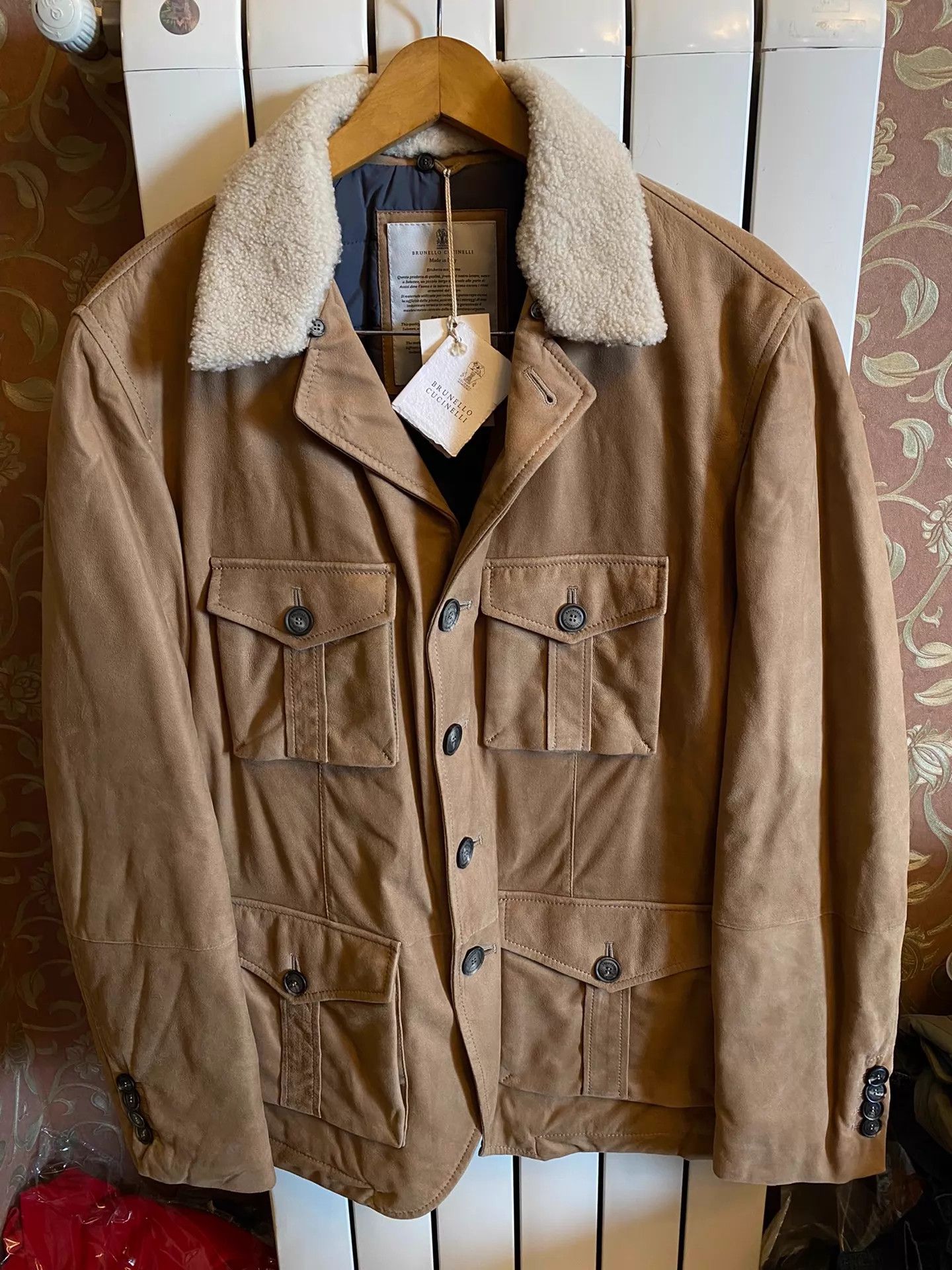 Brunello Cucinelli BC Four-Pocket Leather Safari Down Jacket M (Fur Collar) Size US M / EU 48-50 / 2 - 1 Thumbnail