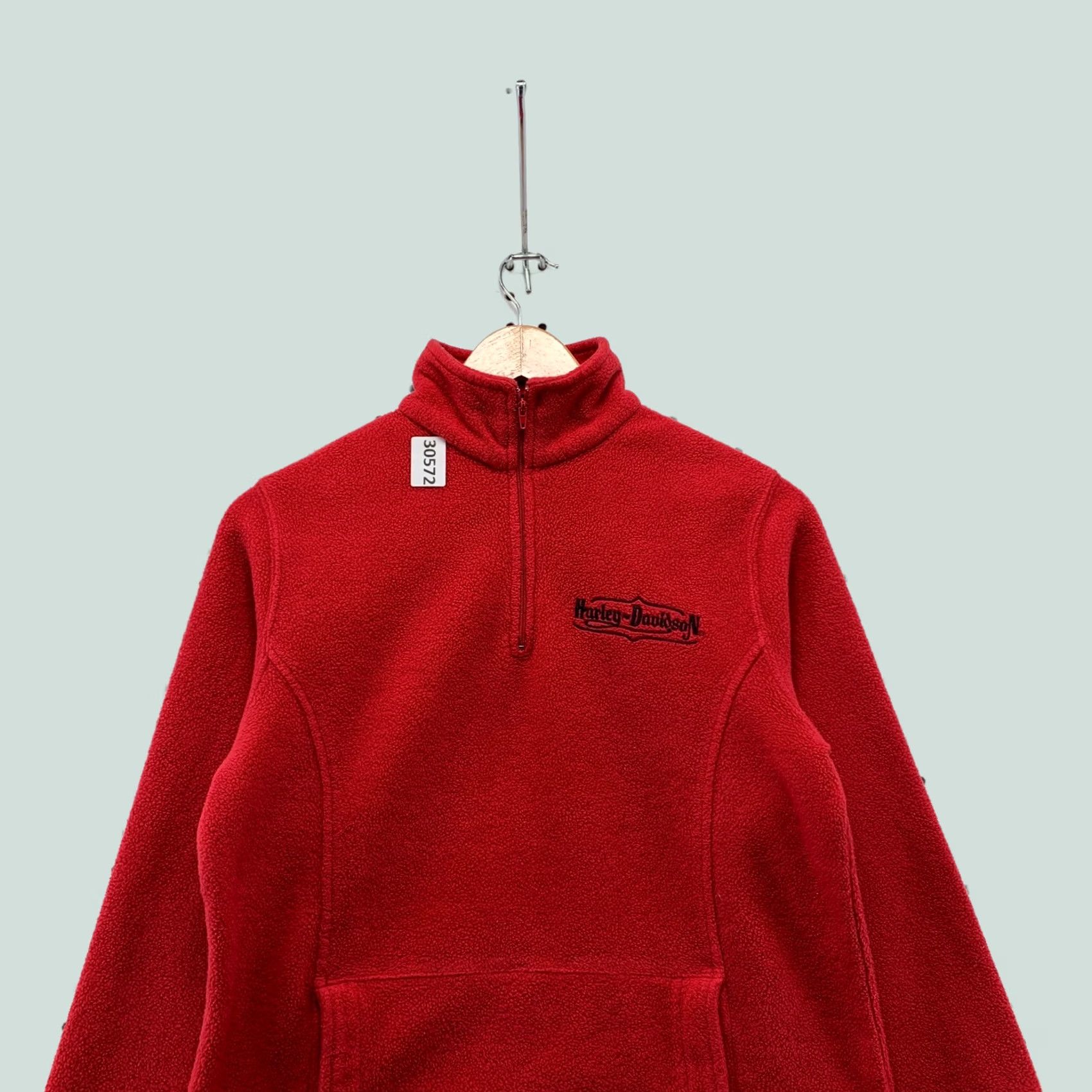Harley Davidson Harley-Davidson Sweater Women's Medium Red Embroidered 1/4 Zip Pullover Mock Neck Fleece 19.5x24.5 Size M / US 6-8 / IT 42-44 - 1 Thumbnail