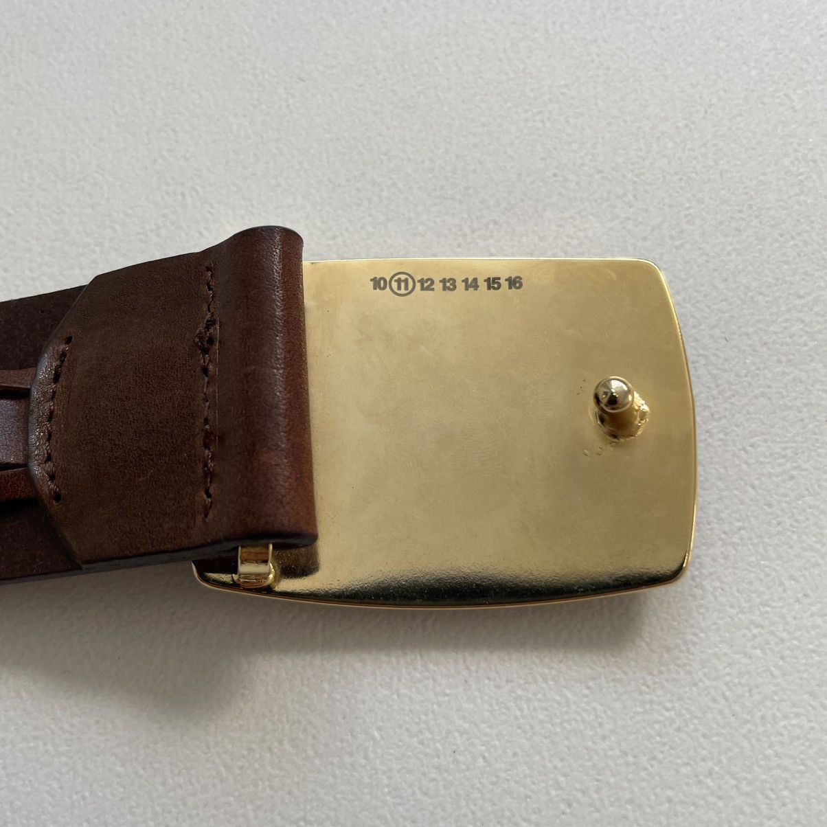 Maison Margiela S/S 11 ‘Woodgrain’ Buckle Leather Belt Size 36 - 8 Thumbnail