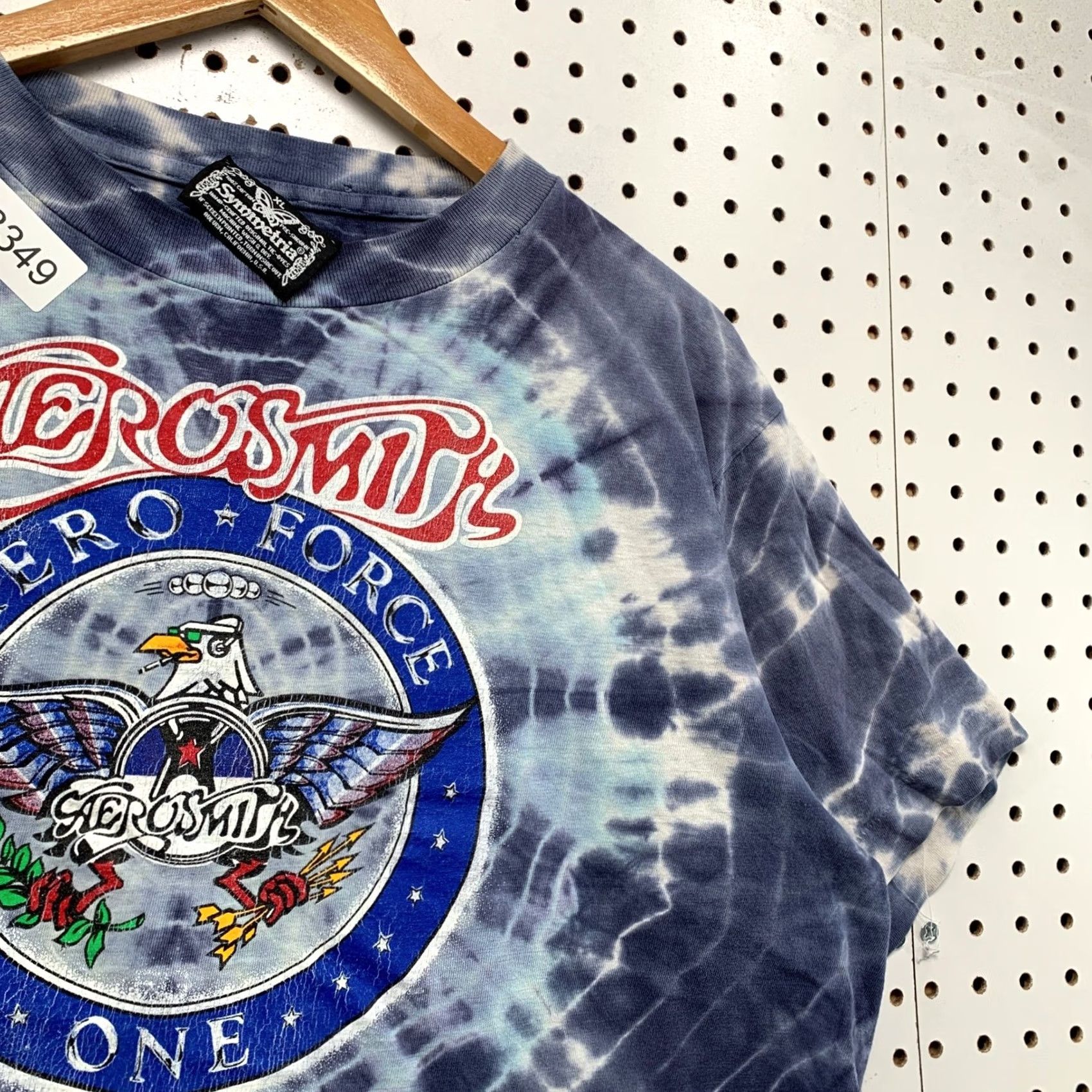 Aerosmith VINTAGE Aerosmith T Shirt Mens XL Blue Tie Dye Aero Force One Rock Band USA Shirt Adults XL Blue Crew Neck Short Sleeve Logo Graphic Print 1990s Size US XL / EU 56 / 4 - 7 Thumbnail