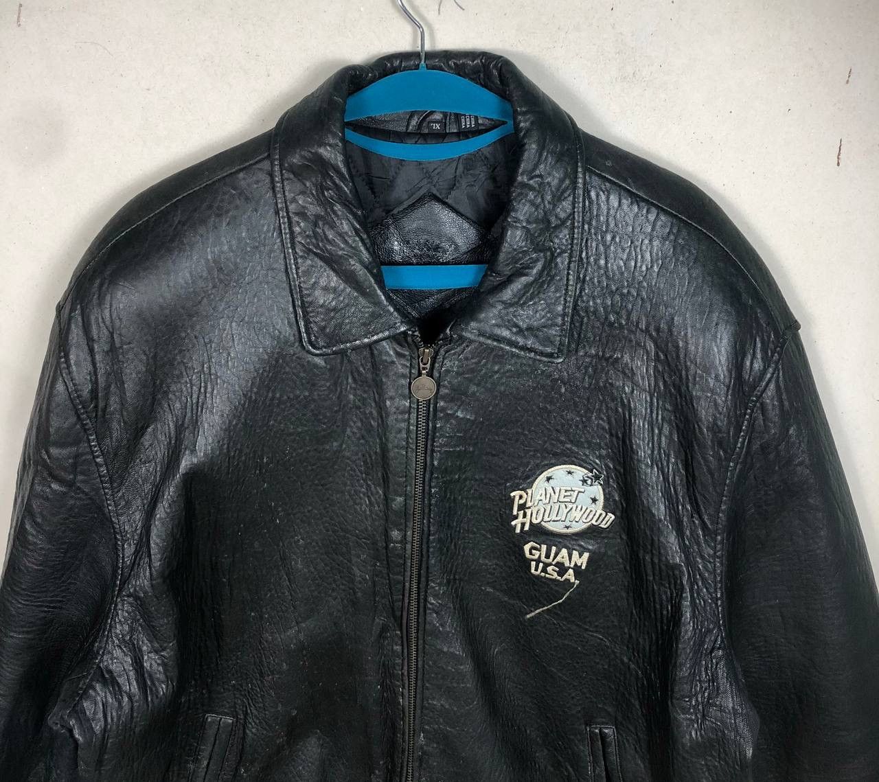 Planet Hollywood Vintage 90s Planet Hollywood Guam USA Leather Jacket Size US XL / EU 56 / 4 - 7 Thumbnail