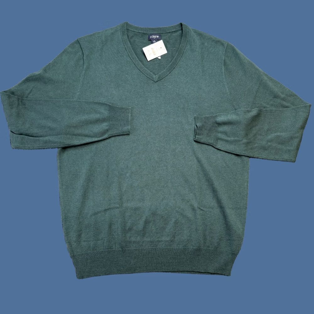 J.Crew J.CREW Sweater Mens Large Green V-Neck Merino Wool Blend Lightweight Pullover Knit Shirt Mens Home Office Casual Fall Winter 90s? Size US L / EU 52-54 / 3 - 1 Thumbnail