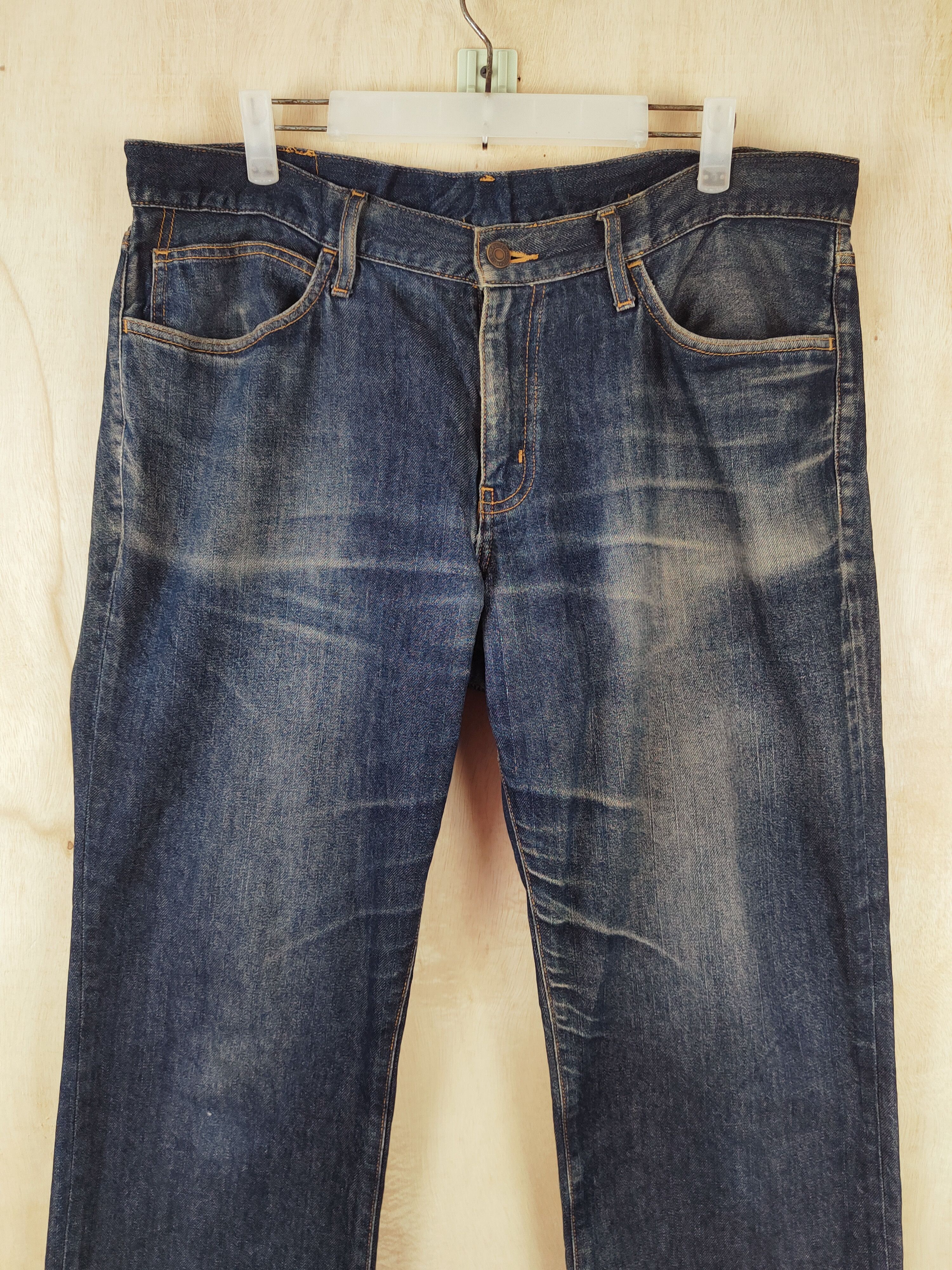 Japanese Brand Japan Dark Blue Distressed Ripped denim Jeans #S2677 Size US 35 - 2 Thumbnail