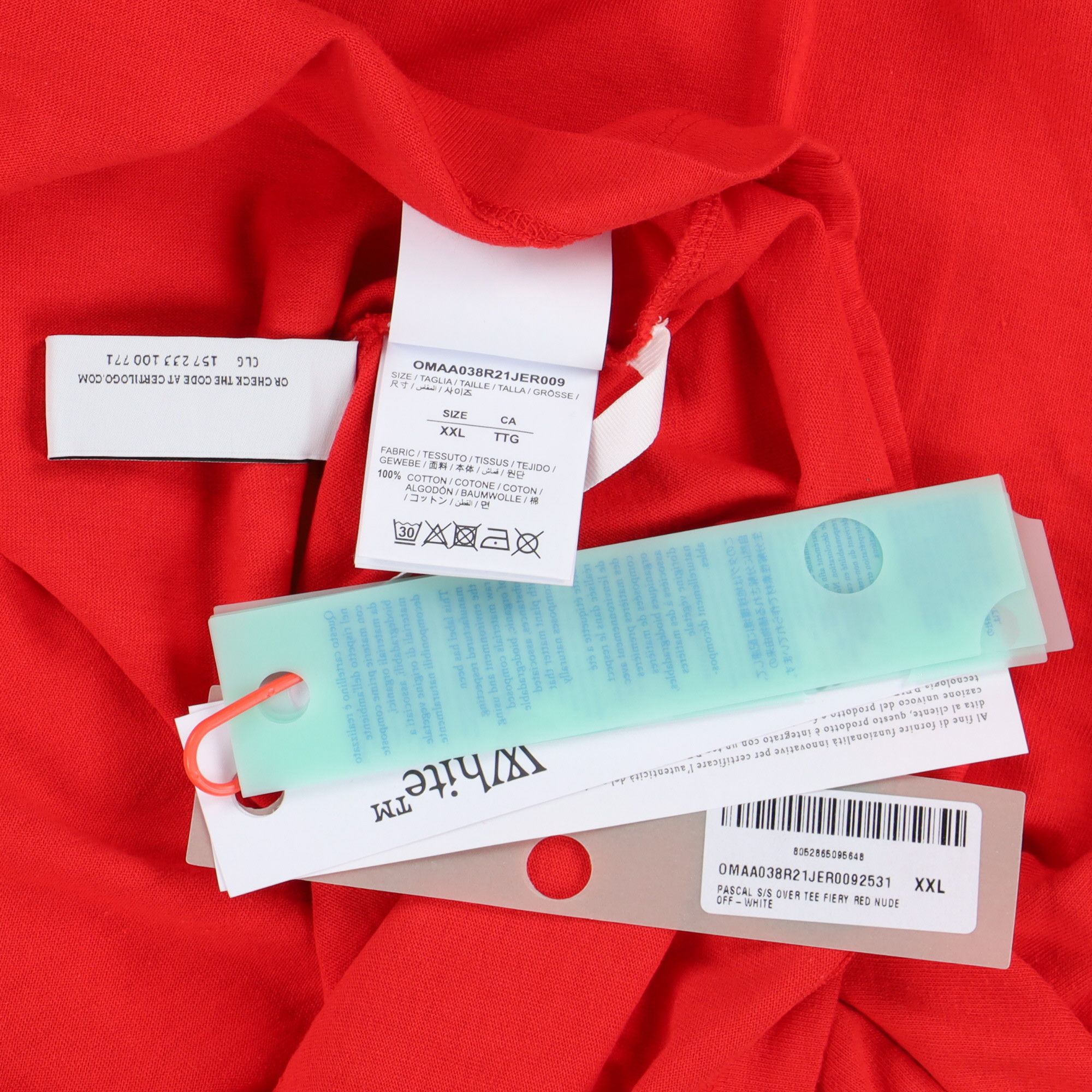 Off-White Red Pascal Hand Gun Logo Oversized T-Shirt Size US XXL / EU 58 / 5 - 6 Thumbnail