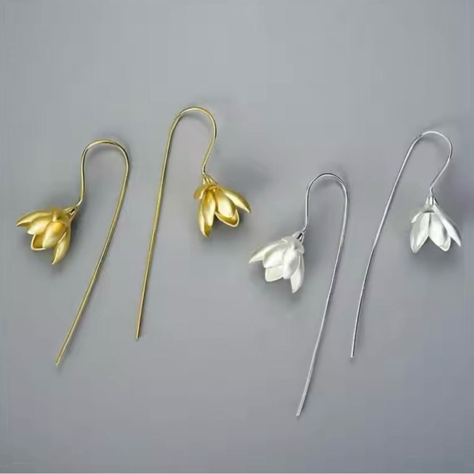 Other Magnolia Flower Long Earrings Silver Size ONE SIZE - 3 Thumbnail