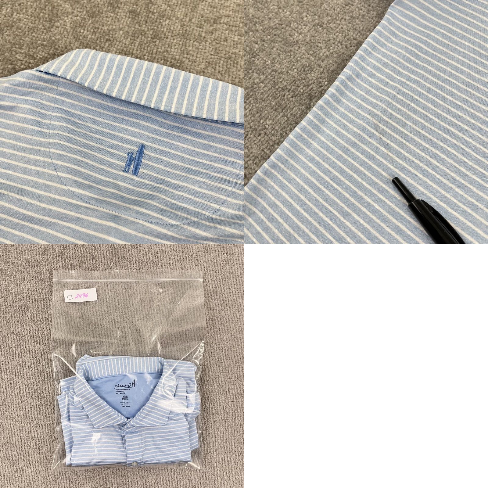 johnnie-O Johnnie-O Polo Shirt Mens 2XL Blue Striped Weston Golf Club Performance S/S Size US XXL / EU 58 / 5 - 8 Thumbnail