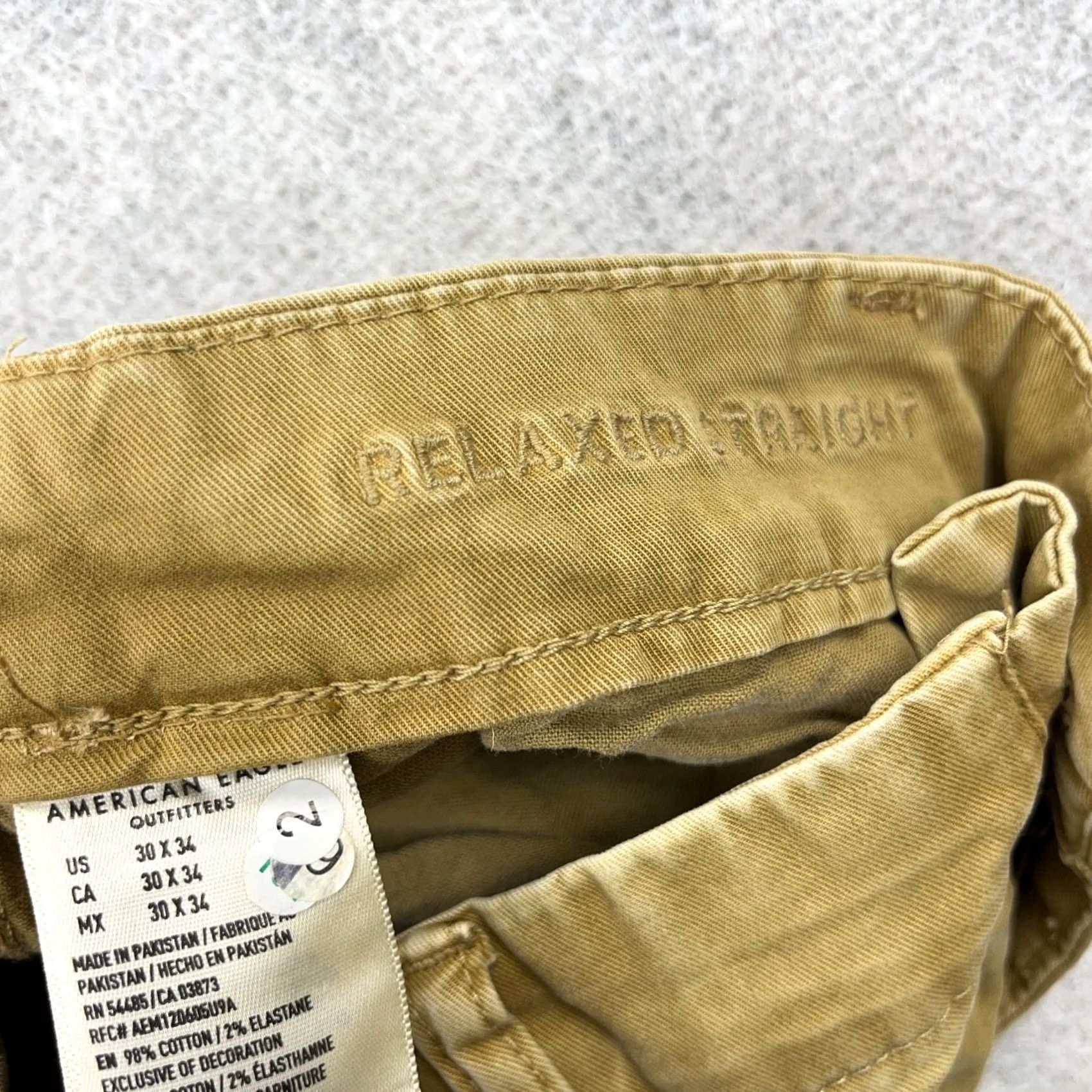 American Eagle Outfitters American Eagle Pants Men 30x34 Brown Chino Relaxed Straight Khaki Dress Slacks Size US 30 / EU 46 - 3 Thumbnail