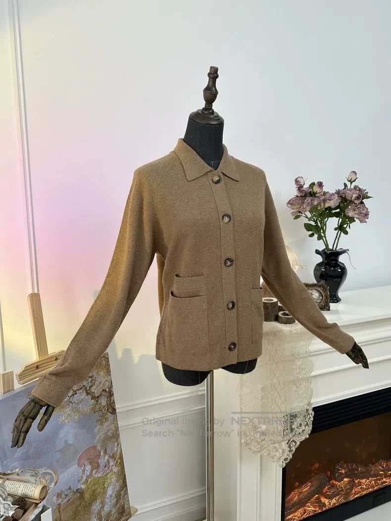 Hermes Hermes Vintage Cashmere Knit Long Sleeve Jacket - Caramel Size L / US 10 / IT 46 - 2 Thumbnail