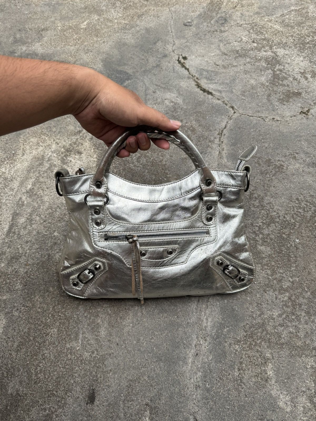 Vintage Leather Silver Bags City Size ONE SIZE - 3 Thumbnail