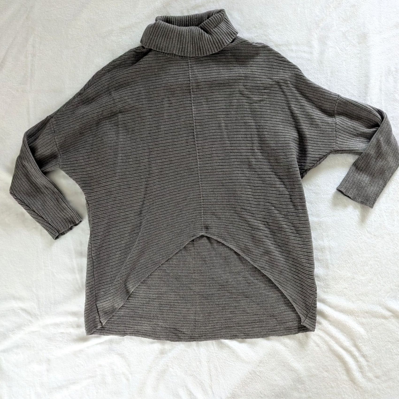Vintage Cyrus Gray Ribbed Turtleneck Boxy Sweater Dolman Sleeve High Low Women's Size M Size M / US 6-8 / IT 42-44 - 2 Thumbnail