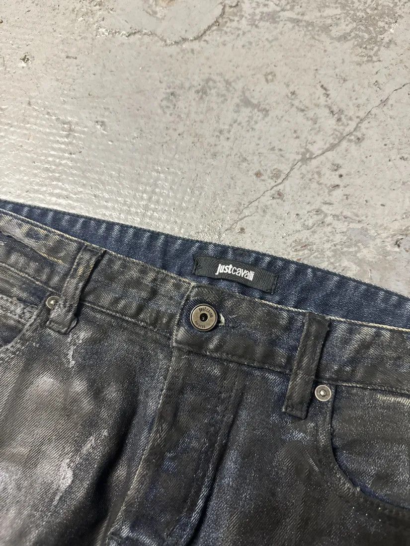 Just Cavalli SS2017 Cavalli Black Waxed Brut Denim Skinny Jeans Size US 31 - 9 Thumbnail
