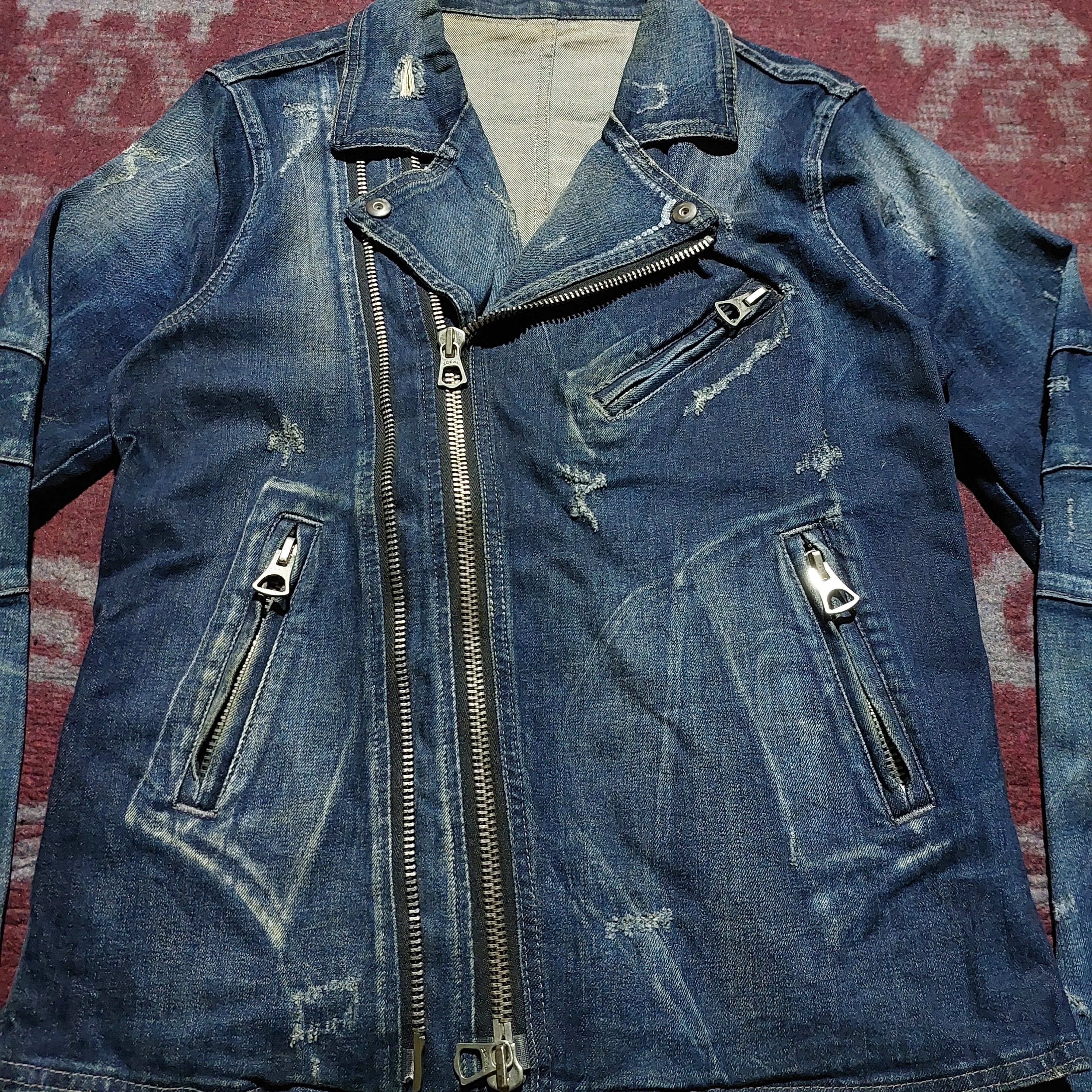 semanticdesign Semantic design asymmetric zip distressed biker denim jacket Size US L / EU 52-54 / 3 - 4 Thumbnail