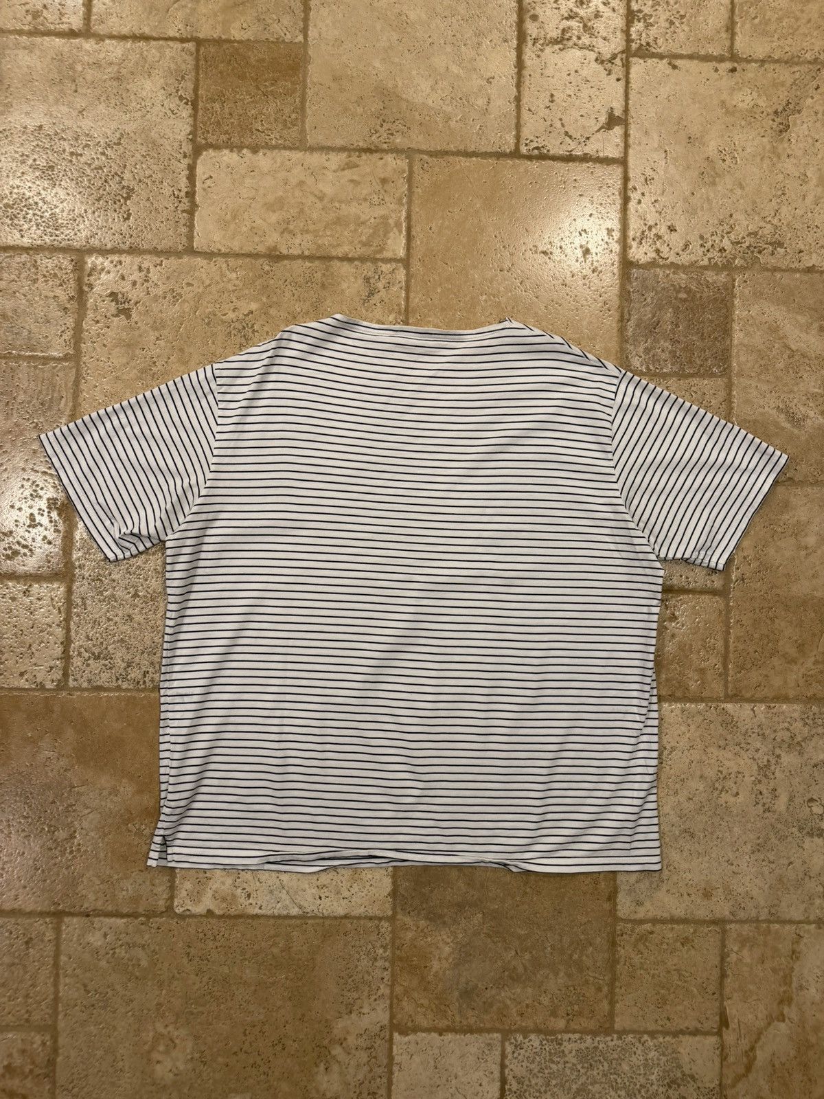 Prada Prada Striped Navy White Cotton Triangle Logo T-Shirt Size US XXL / EU 58 / 5 - 17 Thumbnail