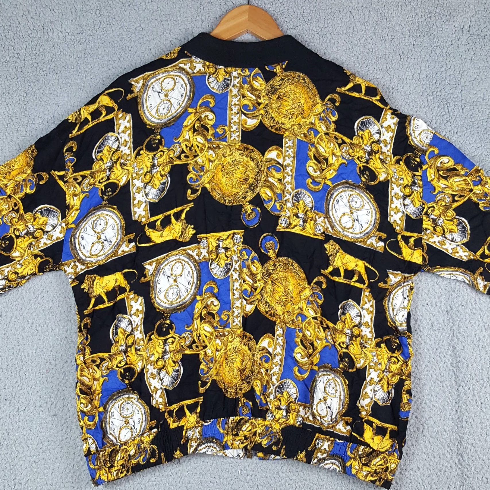 Vintage Vintage 90s Gold Lion Clock Art Bomber Men's Designer Size M Windbreaker Jacket Size US M / EU 48-50 / 2 - 5 Thumbnail