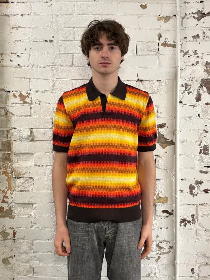 Dries Van Noten SS2019 Dries Van Noten Orange Summer Striped Polo Shirt Size US S / EU 44-46 / 1 - 2 Thumbnail
