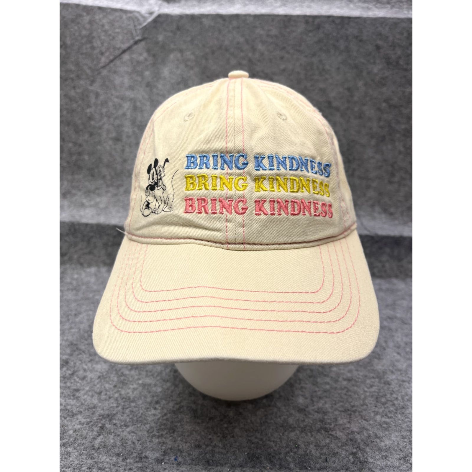 Disney Disney Hat Cap Strap Back Adult Ivory Cotton Mickey Mouse Pluto Cap Hat Disney Shirt? Size ONE SIZE - 2 Thumbnail