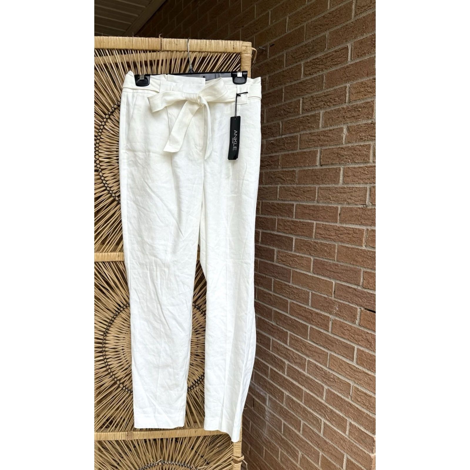 Express VINTAGE? (No) Express Women’s Pants Ankle High Rise Linen Blend 8 White 8R New With Tags Womens Size 30" / US 8 / IT 44 - 2 Thumbnail