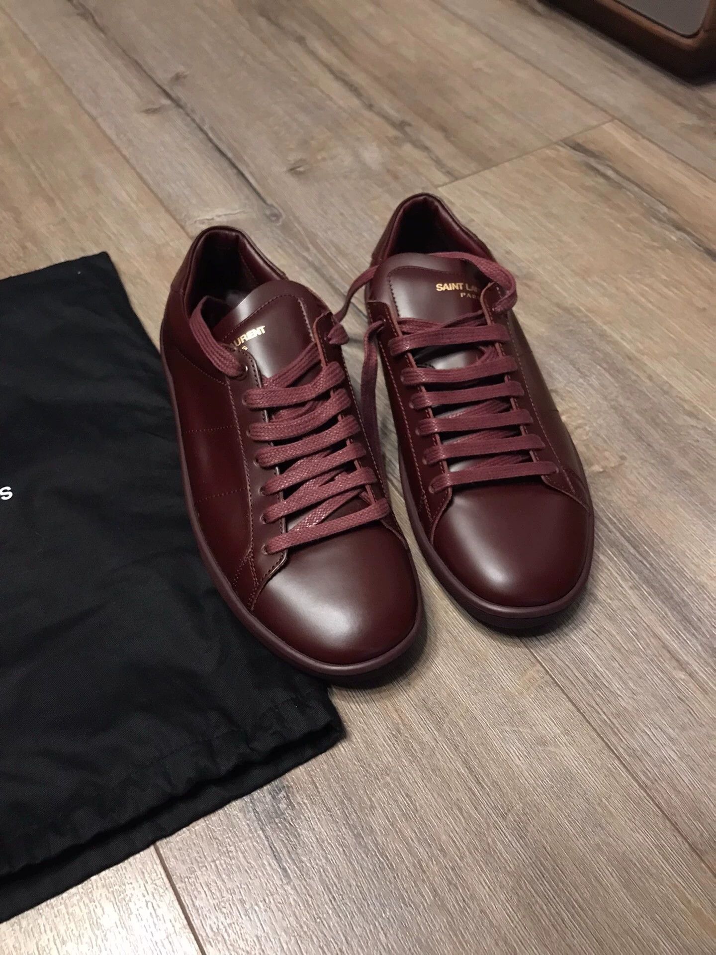 Saint Laurent Paris SLP 40 burgundy leather sneakers new with bag no box Size US 7 / EU 40 - 1 Thumbnail