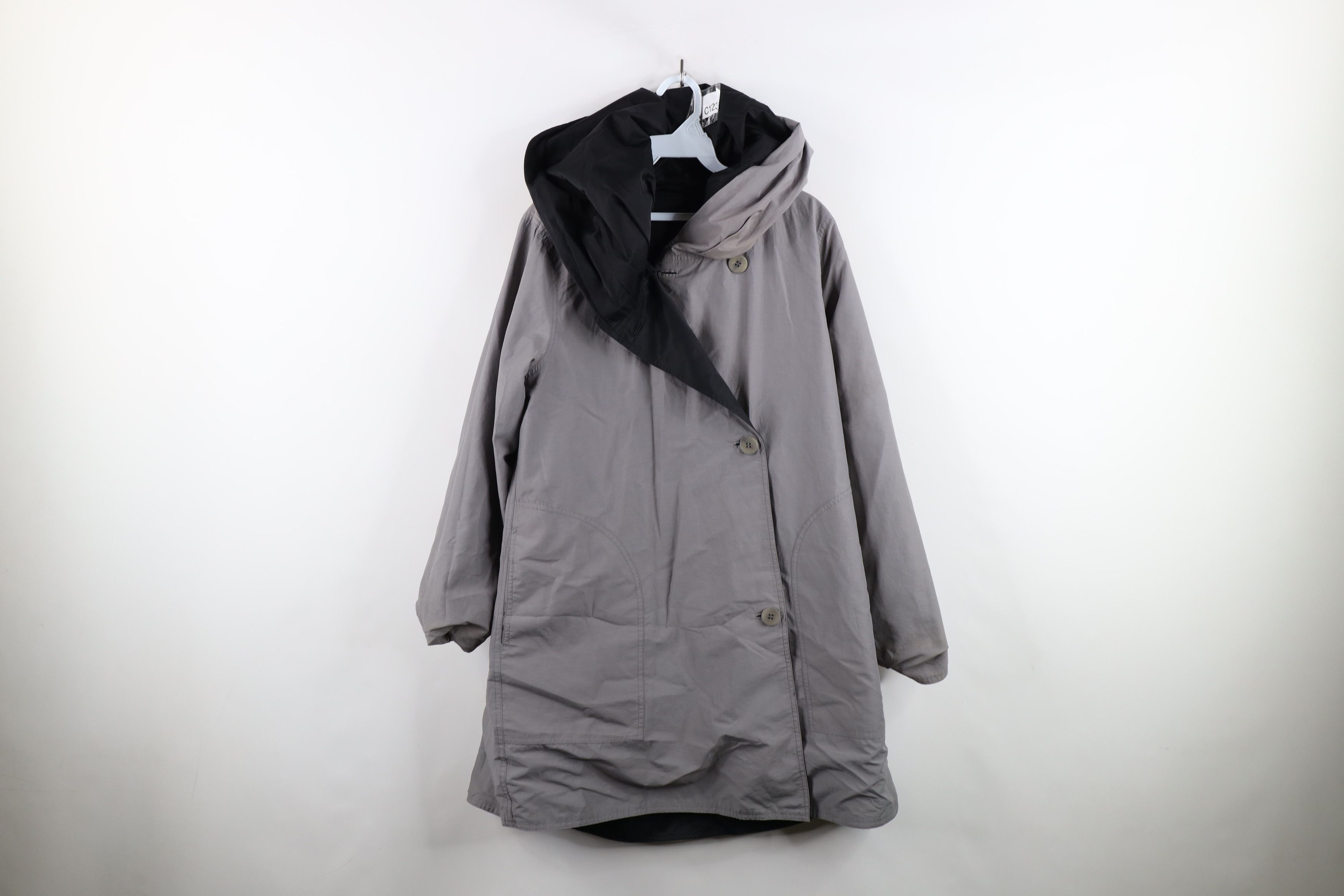 Eileen Fisher × Vintage Eileen Fisher Reversible Asymmetrical Button Hooded Jacket Size S / US 4 / IT 40 - 13 Thumbnail