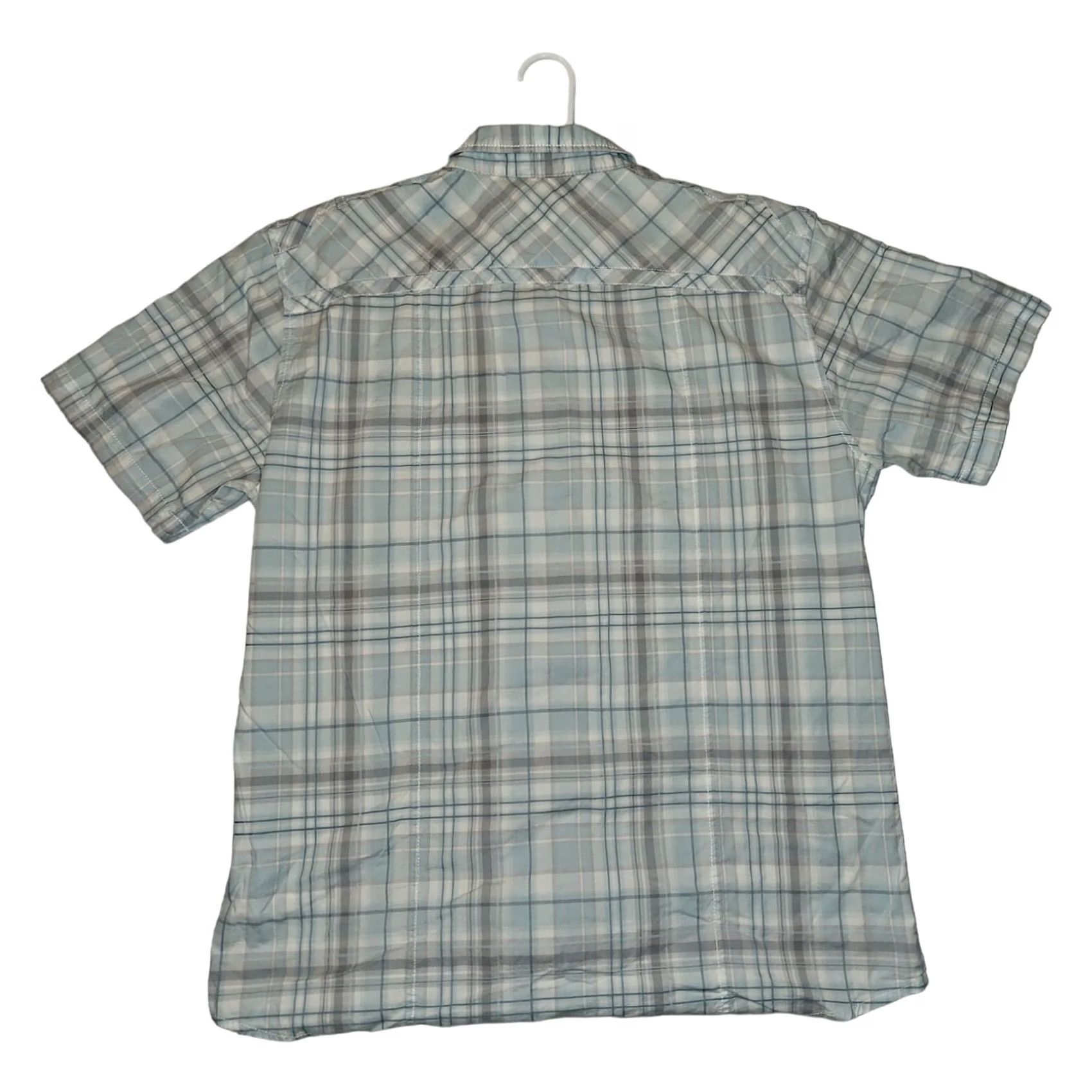 BKE BKE Button-Up Shirt XL Men's Short Sleeve Athletic Fit Stretch Green/Gray Plaid Size US XL / EU 56 / 4 - 8 Thumbnail