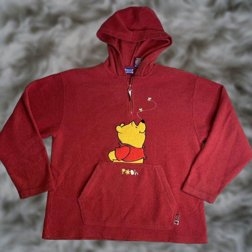 Disney VINTAGE Pooh Hoodie Shirt Mens 90s Red Disney Fleece Zip Adult Small Size US S / EU 44-46 / 1 - 1 Thumbnail