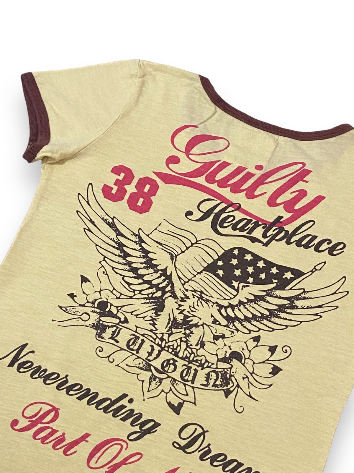 Japanese Brand SPACE OPERA JAPAN GUILTY HEARTPLACE EAGLE GRAPHIC RINGER TEE Size S / US 4 / IT 40 - 9 Thumbnail