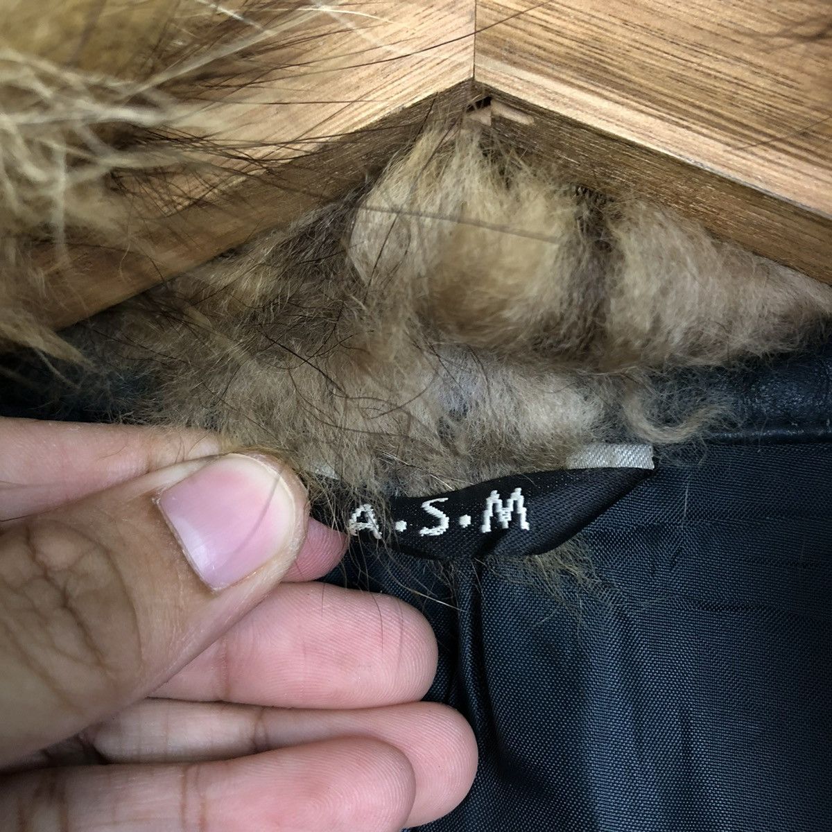 🔥VINTAGE BIKER LEATHER JACKET ASM ARCHIVE MINK FUR COLLAR