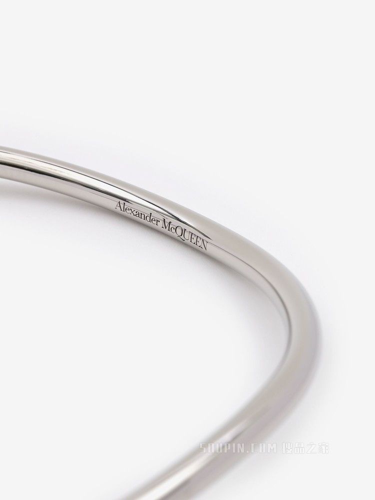 Alexander McQueen o1loc1c0625 Size:OS/Slim Tubular Short Necklace in Silver Size ONE SIZE - 3 Thumbnail
