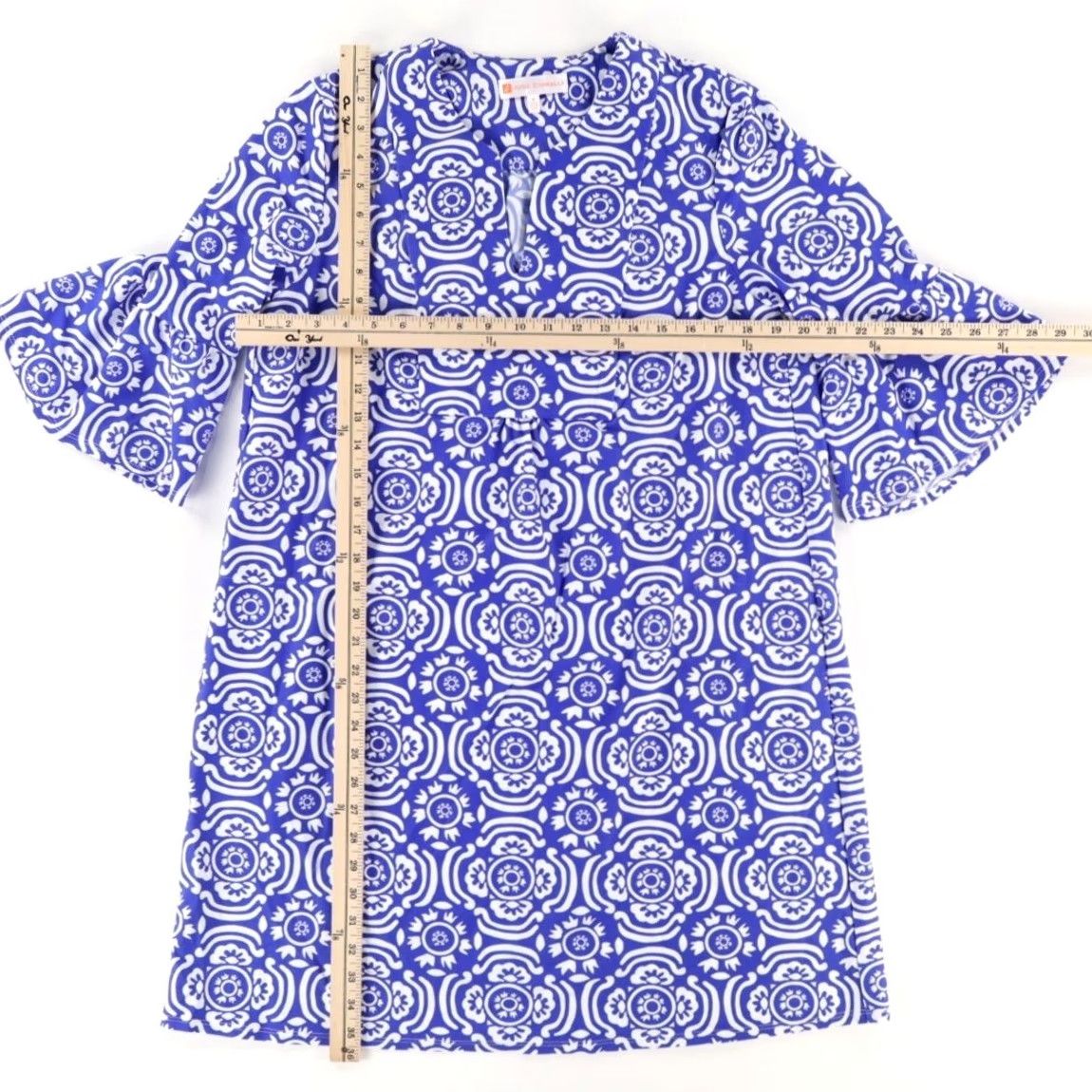 Vintage Jude Connally Kerry Sunburst Tile 3/4 Sleeve Dress Blue Women's M Size M / US 6-8 / IT 42-44 - 3 Thumbnail