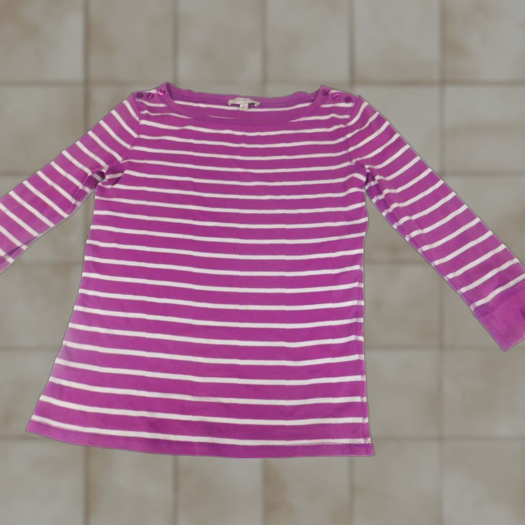Jones New York Jones New York Blouse Womens Medium purple Striped Pullover Crew Neck Button Casual Shirt Modern Classic Ladies Regular Size M / US 6-8 / IT 42-44 - 1 Thumbnail
