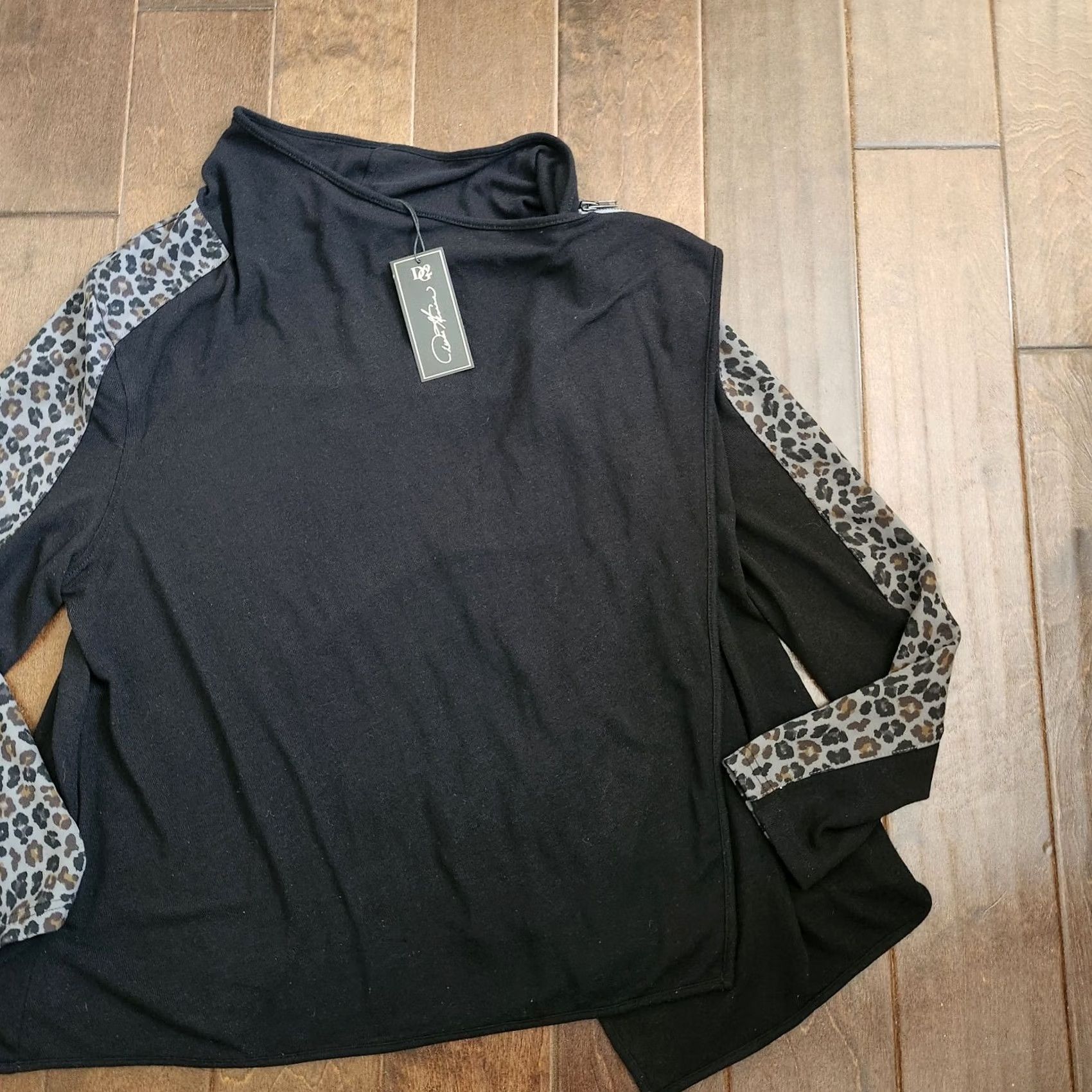 Vintage DG2 Diane Gilman Black Snake Knit Drape-Front Easy Jacket L Womens Regular Zip KnIT Solid Snake Casual Party/Cocktail Travel 90s? Size L / US 10 / IT 46 - 3 Thumbnail