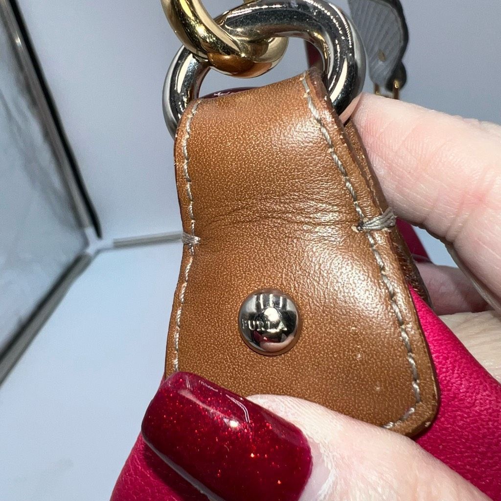 Furla Furla Vintage Canvas And Hot Pink with Silver Snake Embossed Shoulder Strap Bag Size ONE SIZE - 8 Thumbnail