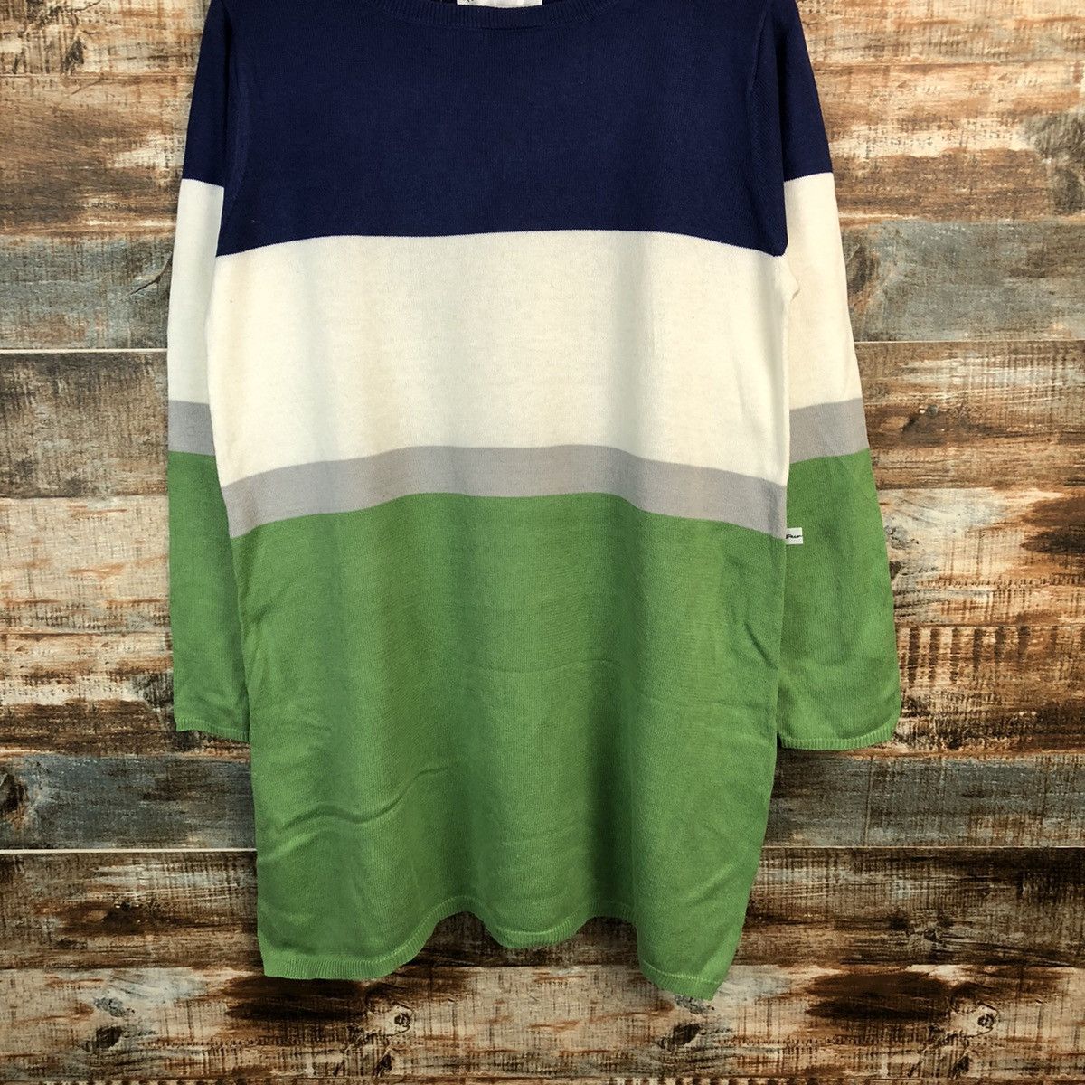 Homespun Knitwear × Japanese Brand × OVER THE STRiPES Kawa Okada Stripe Knitwear #A1253 Size L / US 10 / IT 46 - 3 Thumbnail