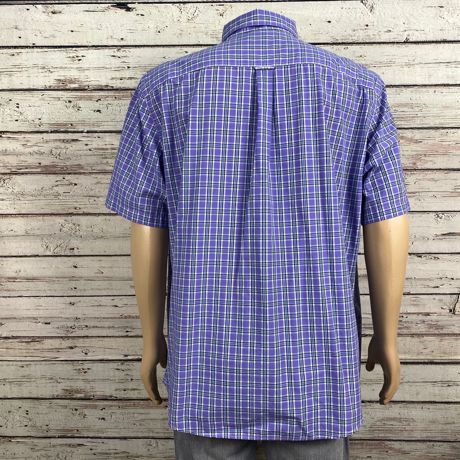 Chaps Chaps Purple Blue Plaid Button Front Shirt XXL Short Sleeve Size US XXL / EU 58 / 5 - 3 Thumbnail