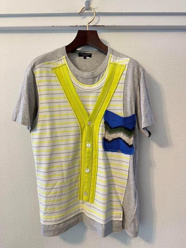 Comme des Garcons striped patchwork short sleeve tee - dmc Size US S / EU 44-46 / 1 - 1 Thumbnail