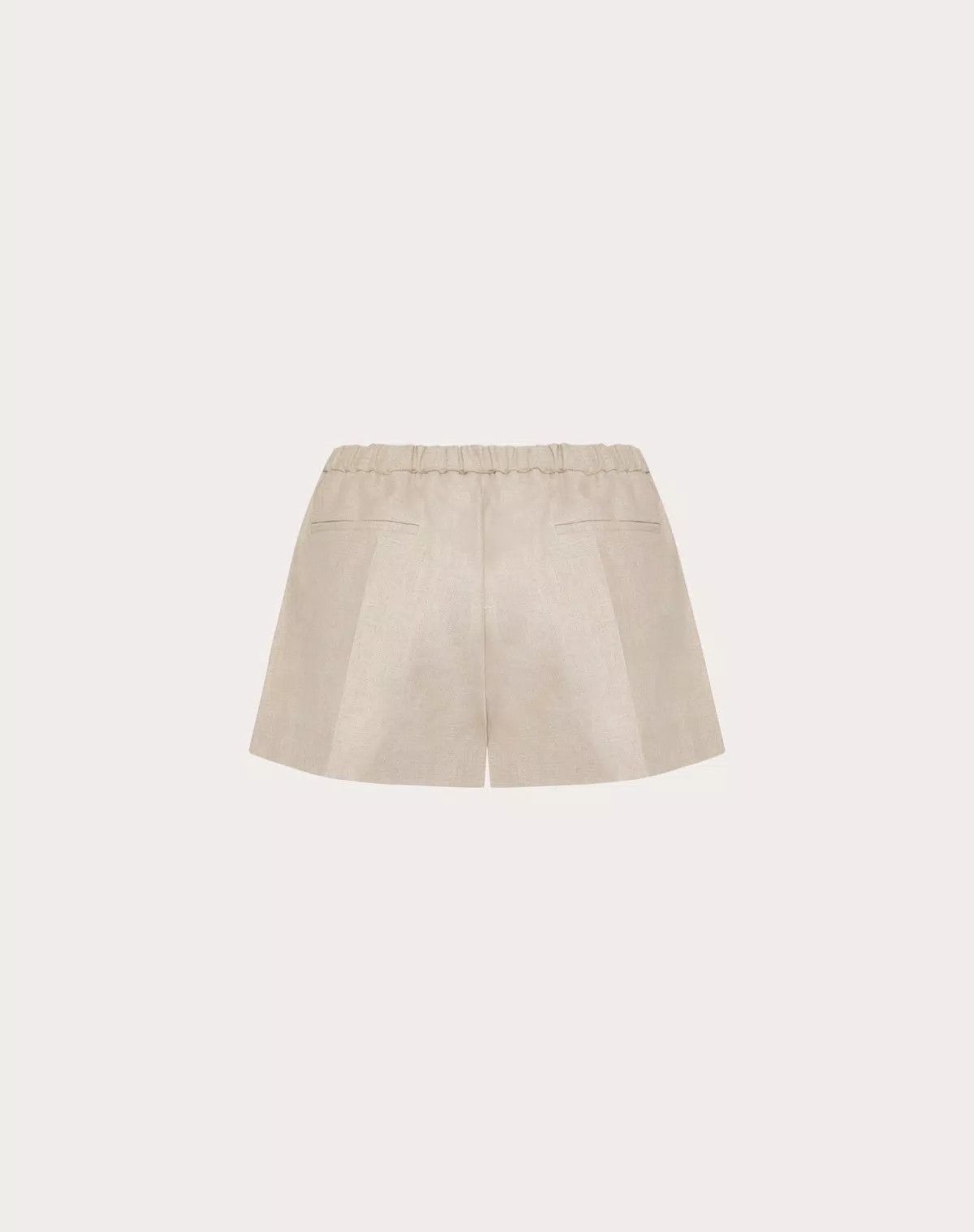 Valentino o1s1wg110525 Linen Canvas Bermuda Shorts in Beige Size 27" / US 4 / IT 40 - 2 Thumbnail