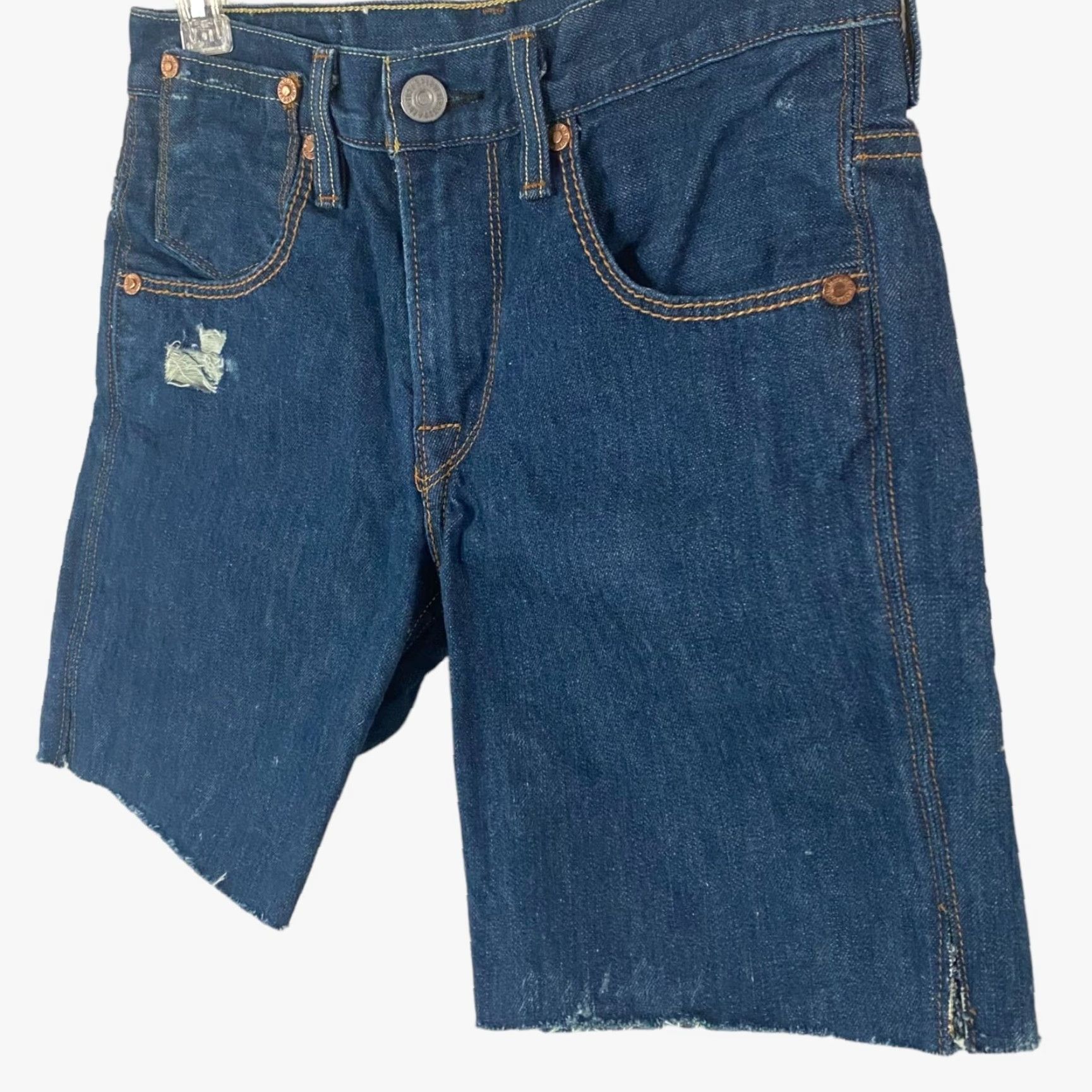 Levi's VINTAGE Levi's Mid-Rise Upcycled 511 Shorts Women's 29 Blue Medium Wash Raw-Hem Denim Size 27" / US 4 / IT 40 - 2 Thumbnail