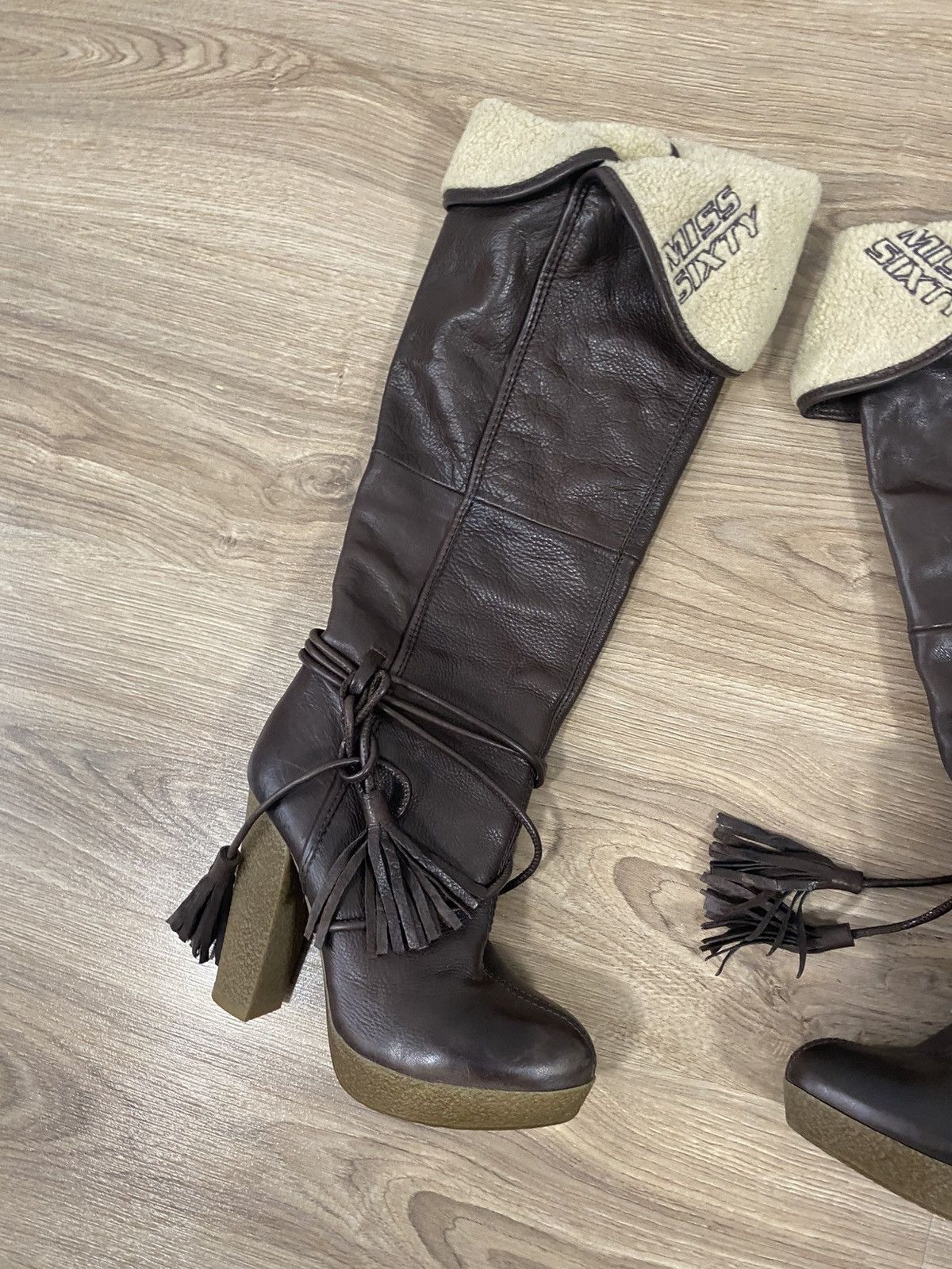 Miss Sixty Rare Y2K Miss Sixty Brown Leather Heels High Boots Size: 38 Size US 8 / IT 38 - 2 Thumbnail