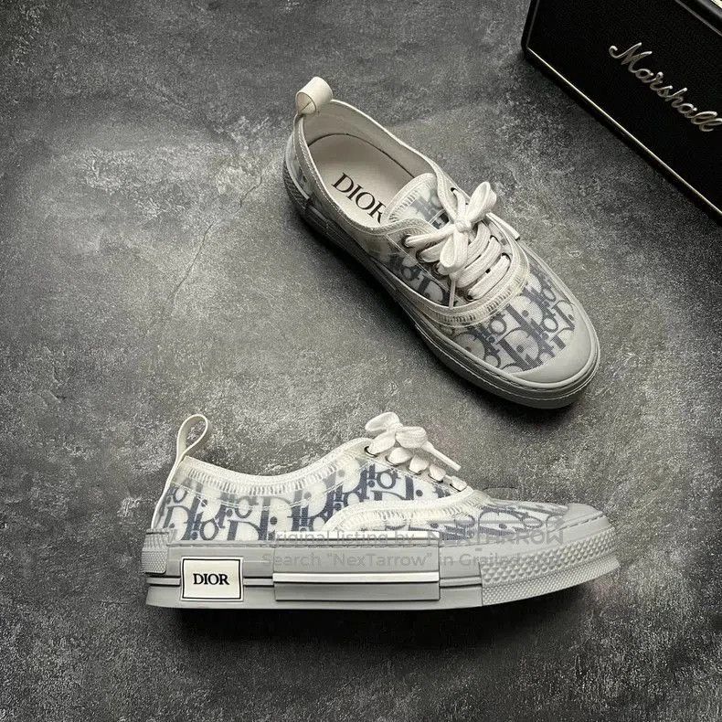 Dior DIOR B23 Gray White Blue Print Sneakers. Size US 10 / EU 43 - 3 Thumbnail