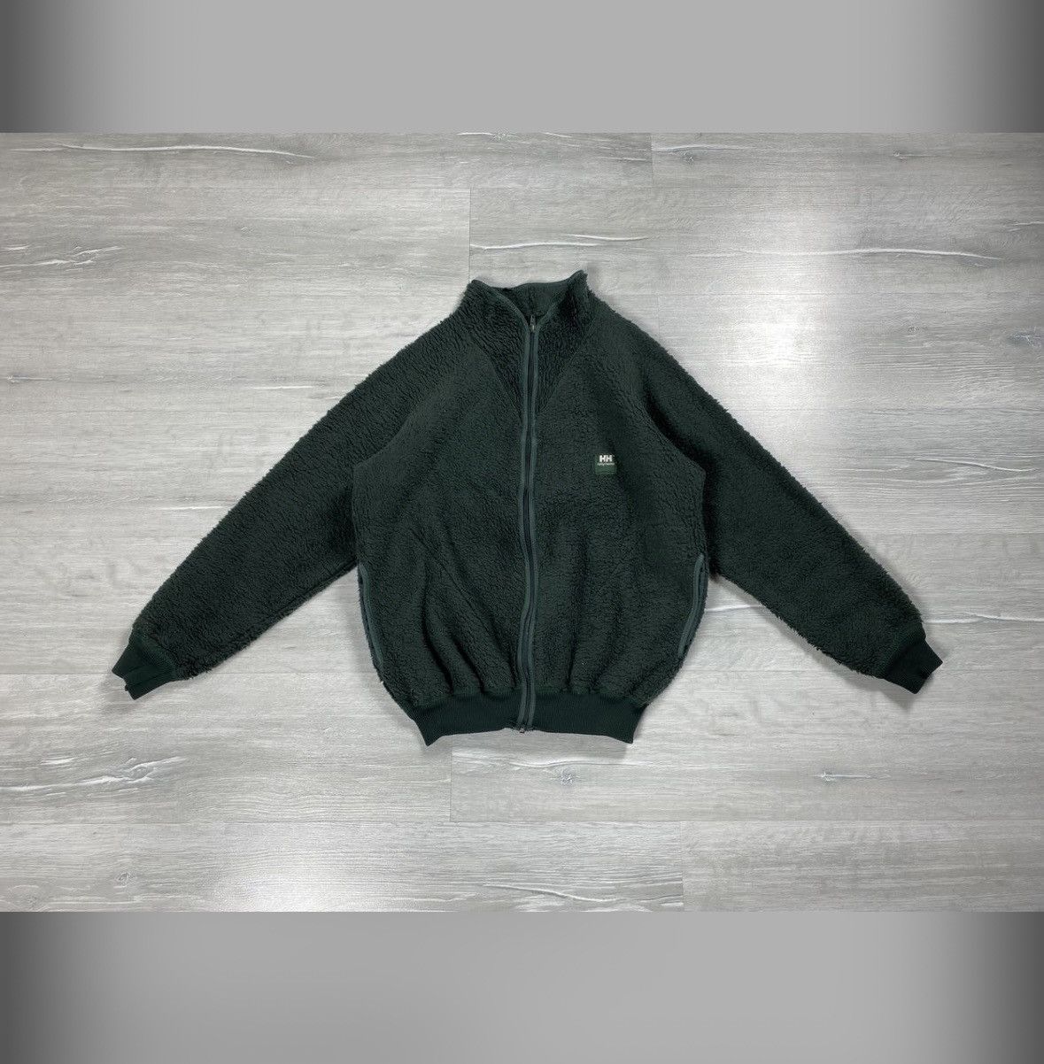 Helly Hansen × Vintage 80s Vintage Helly Hansen Green Full Zip Fleece Sherpa Jacket Size US M / EU 48-50 / 2 - 1 Thumbnail