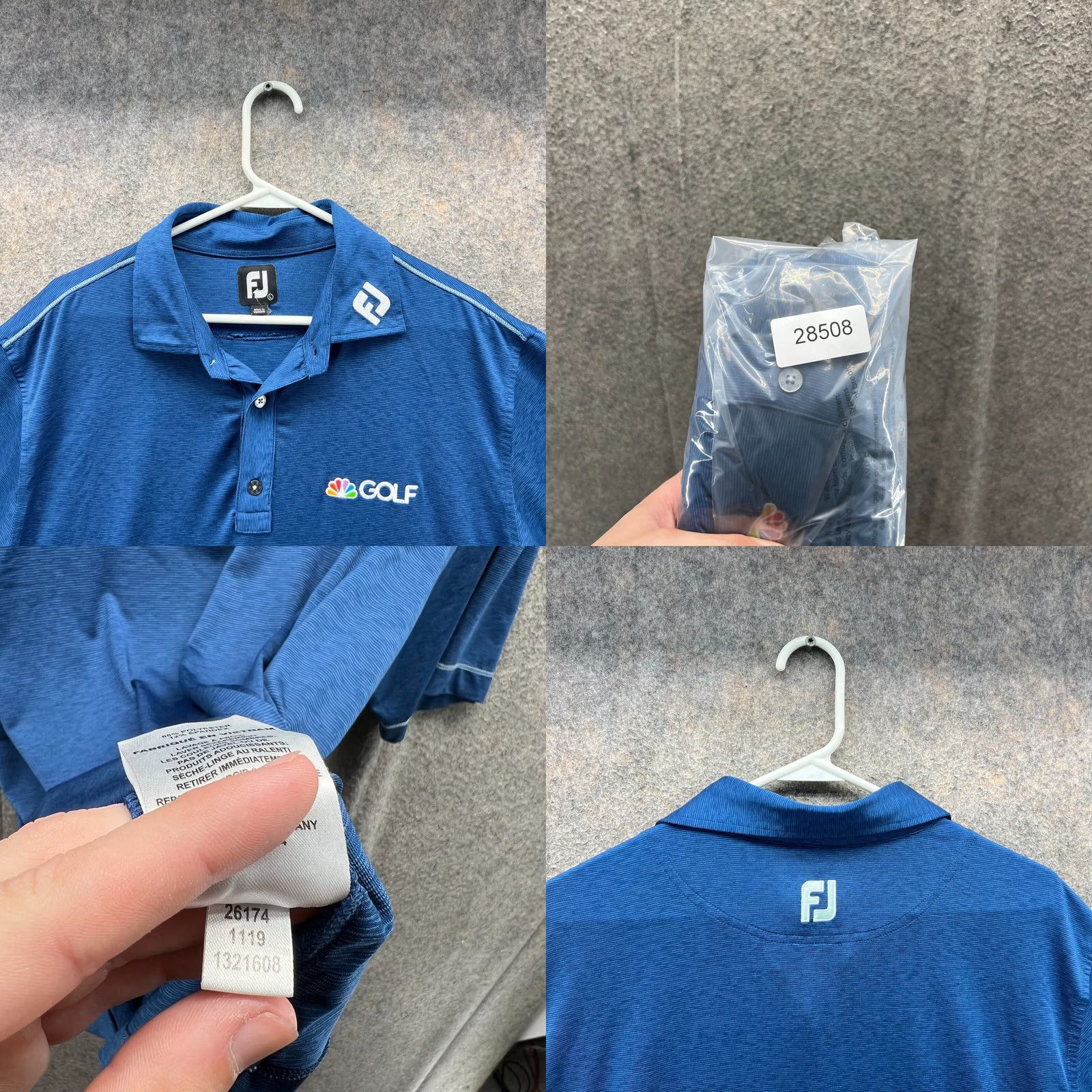Footjoy FootJoy Polo Shirt Mens Large Blue Lisle Space Dye Microstripe Self Collar Golf Shirt Size US L / EU 52-54 / 3 - 8 Thumbnail