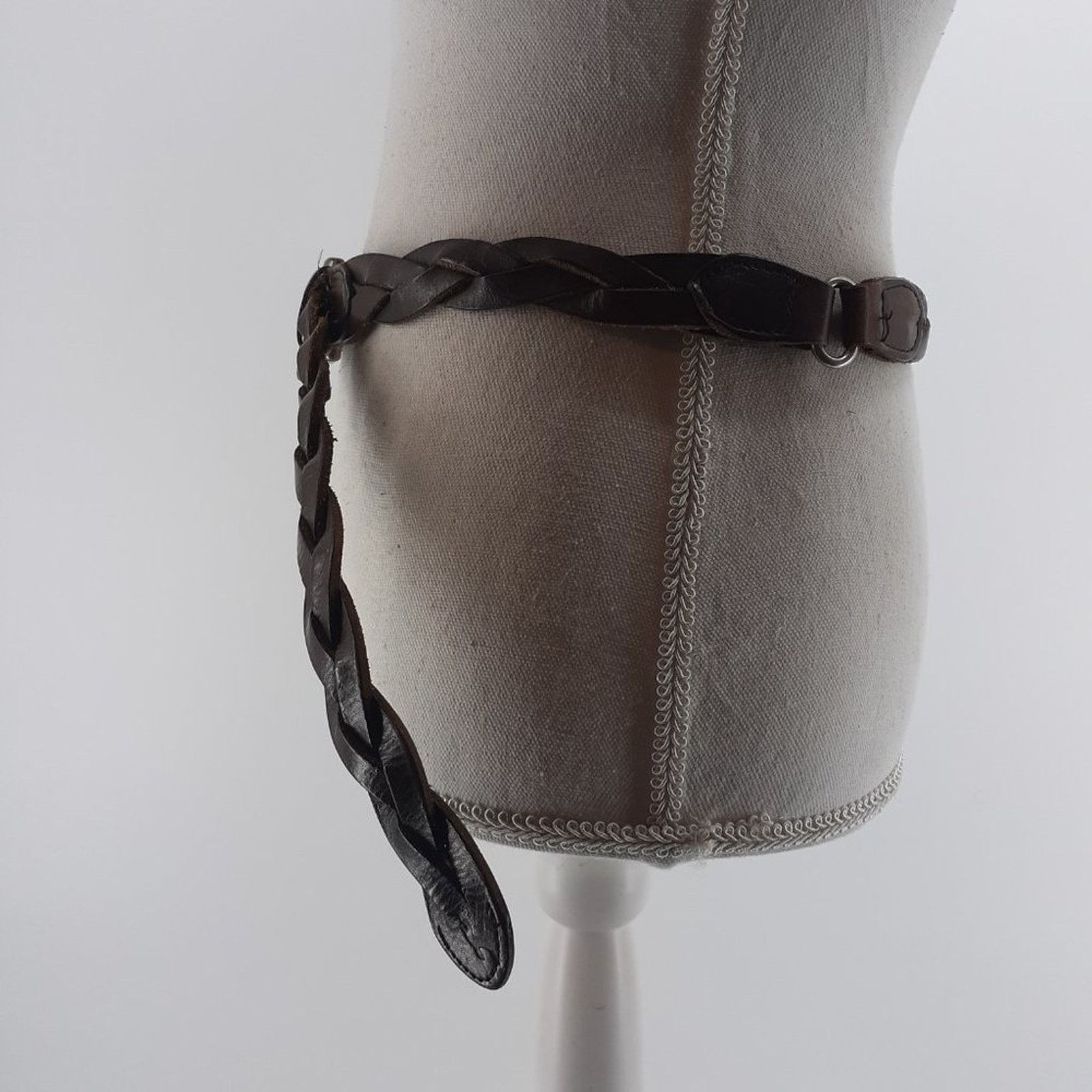 Other Hollister California Women's Brown Braided Leather Belt M L Size ONE SIZE - 6 Thumbnail