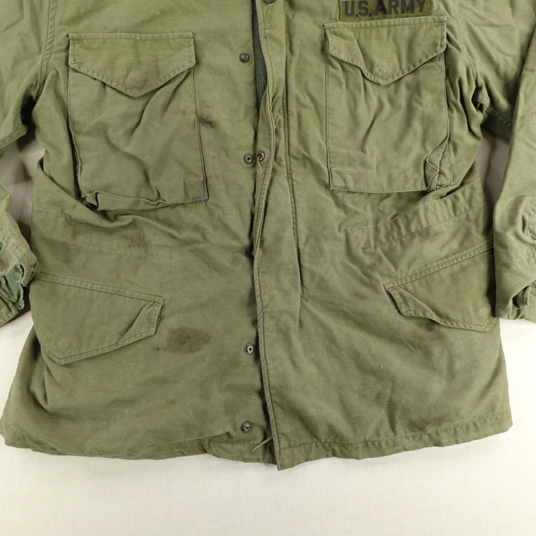 Vintage VINTAGE US Army Jacket Mens Medium Short Green Field Coat Sateen OG-107 60s USGI Military Outerwear Size US 31 - 3 Thumbnail