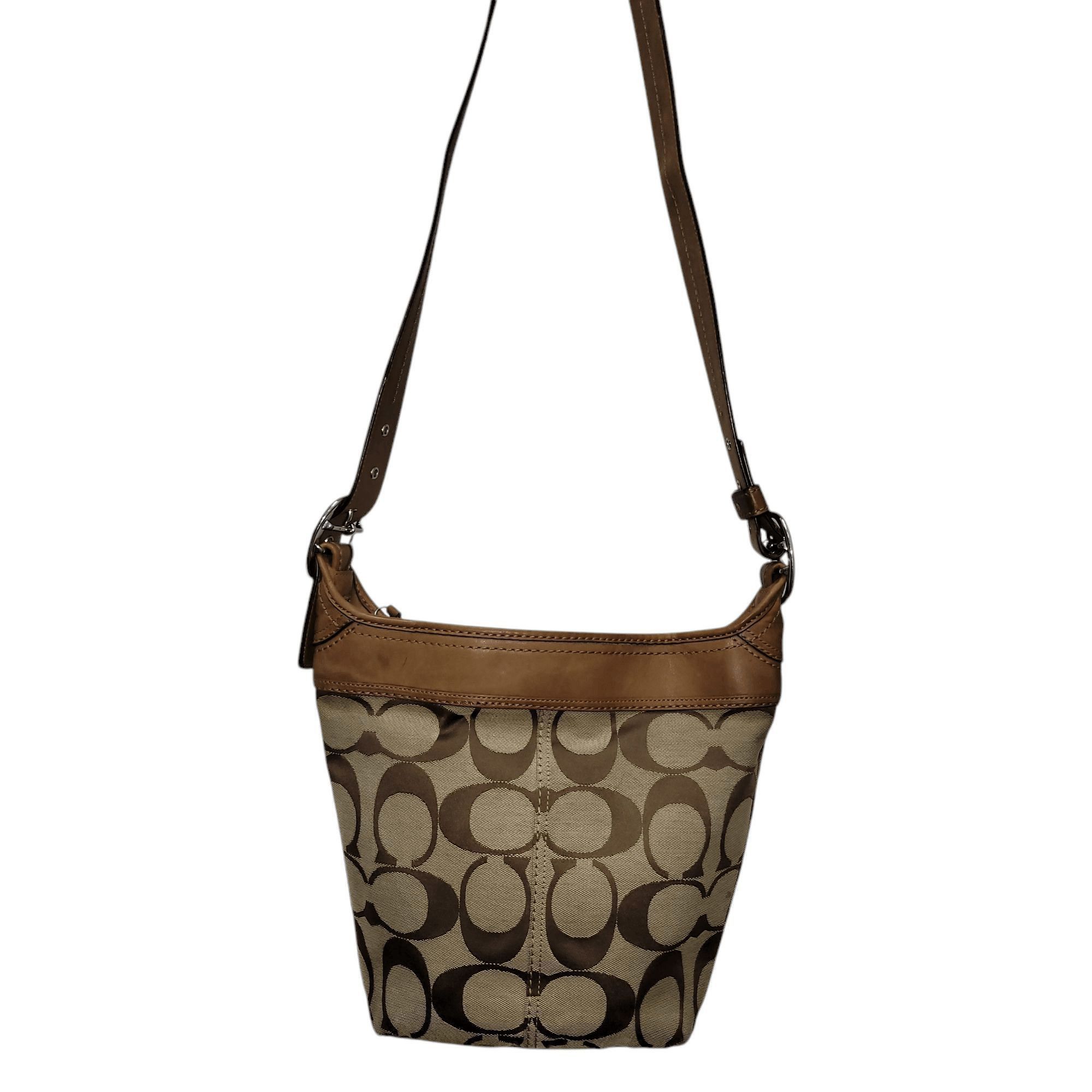 Coach Coach F13358 Brown Canvas Leather Trim Hobo Shoulder Bag Size ONE SIZE - 4 Thumbnail