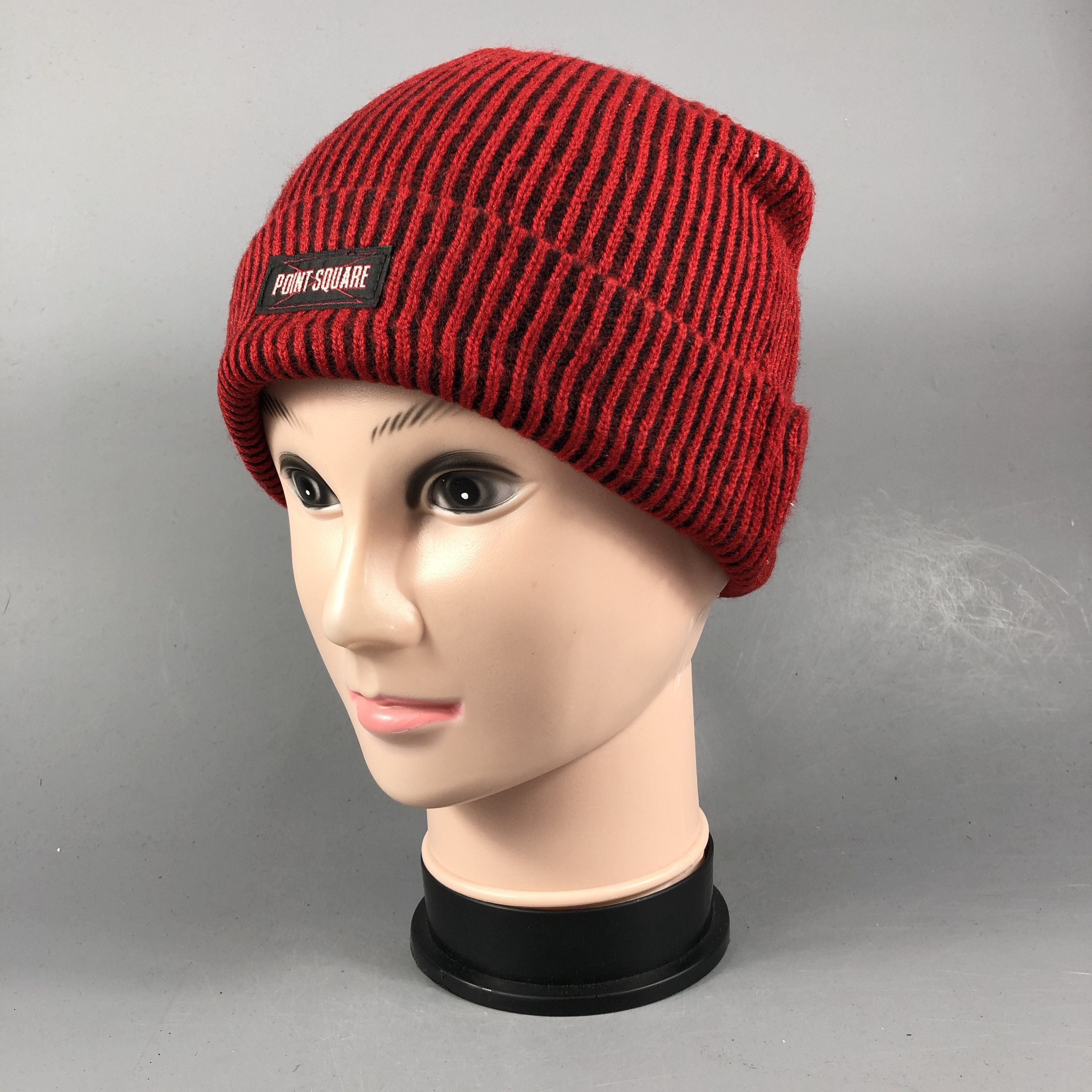Japanese Brand Point Square Stripe Beanie Size ONE SIZE - 2 Thumbnail