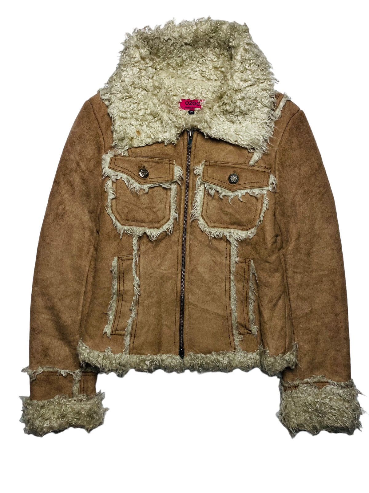 If Six Was Nine 2000s Ozoc - Fuzzy Sherpa Suede Jacket Size M / US 6-8 / IT 42-44 - 1 Thumbnail